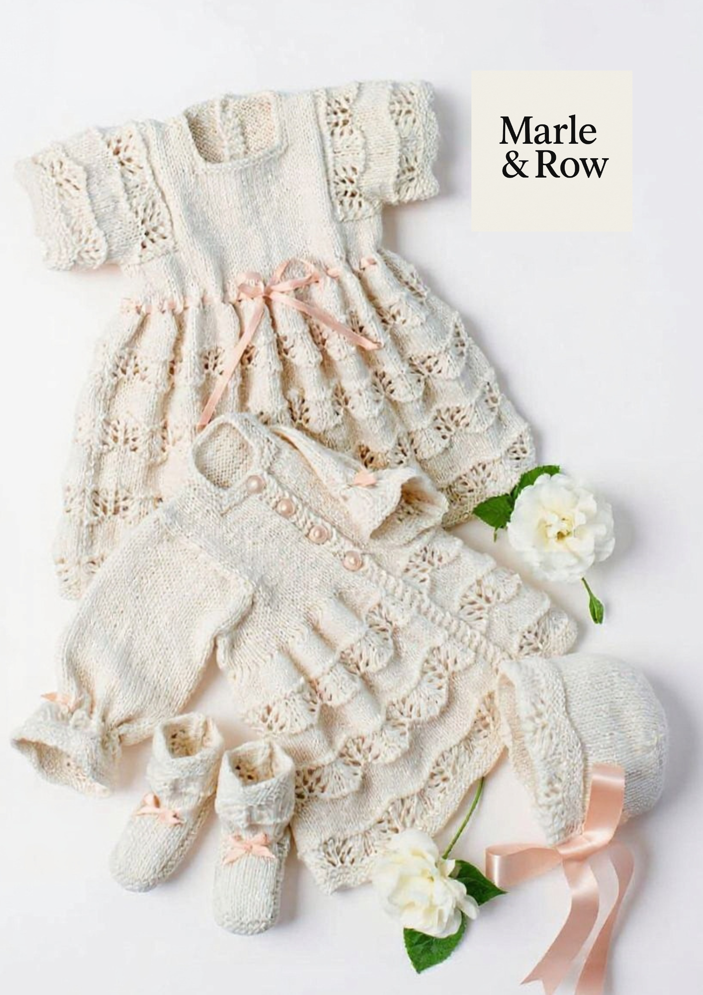 Baby's Lacy Matinee Set 1108 - Knitting Pattern PDF - Instant Download - Marle & Row