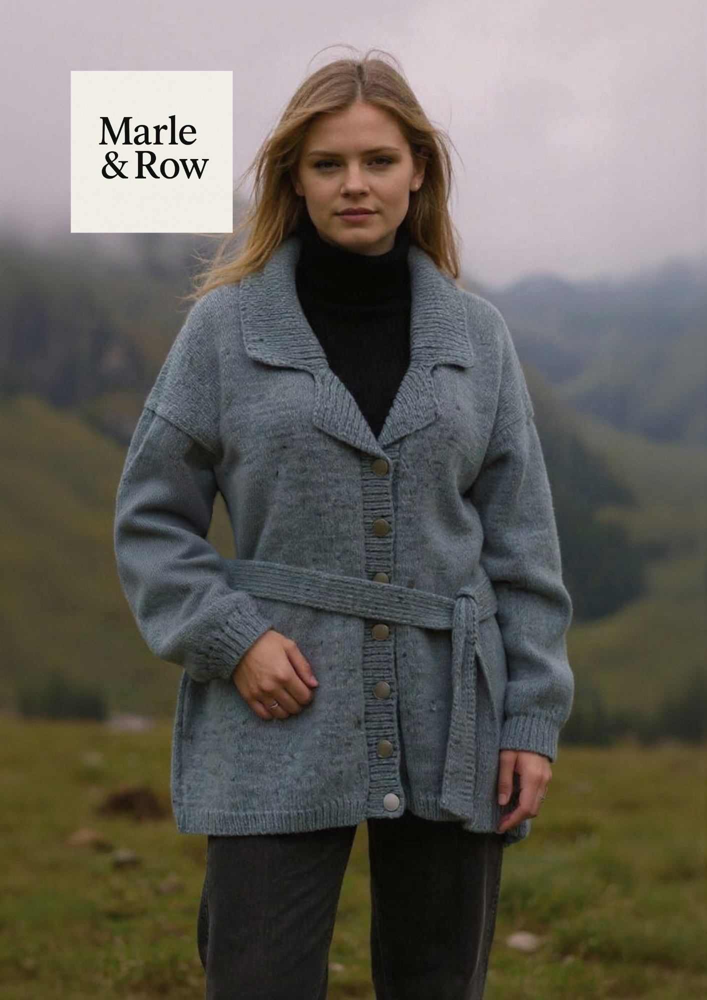 Lady's Tweedy Aran Belted Jacket Knitting Pattern