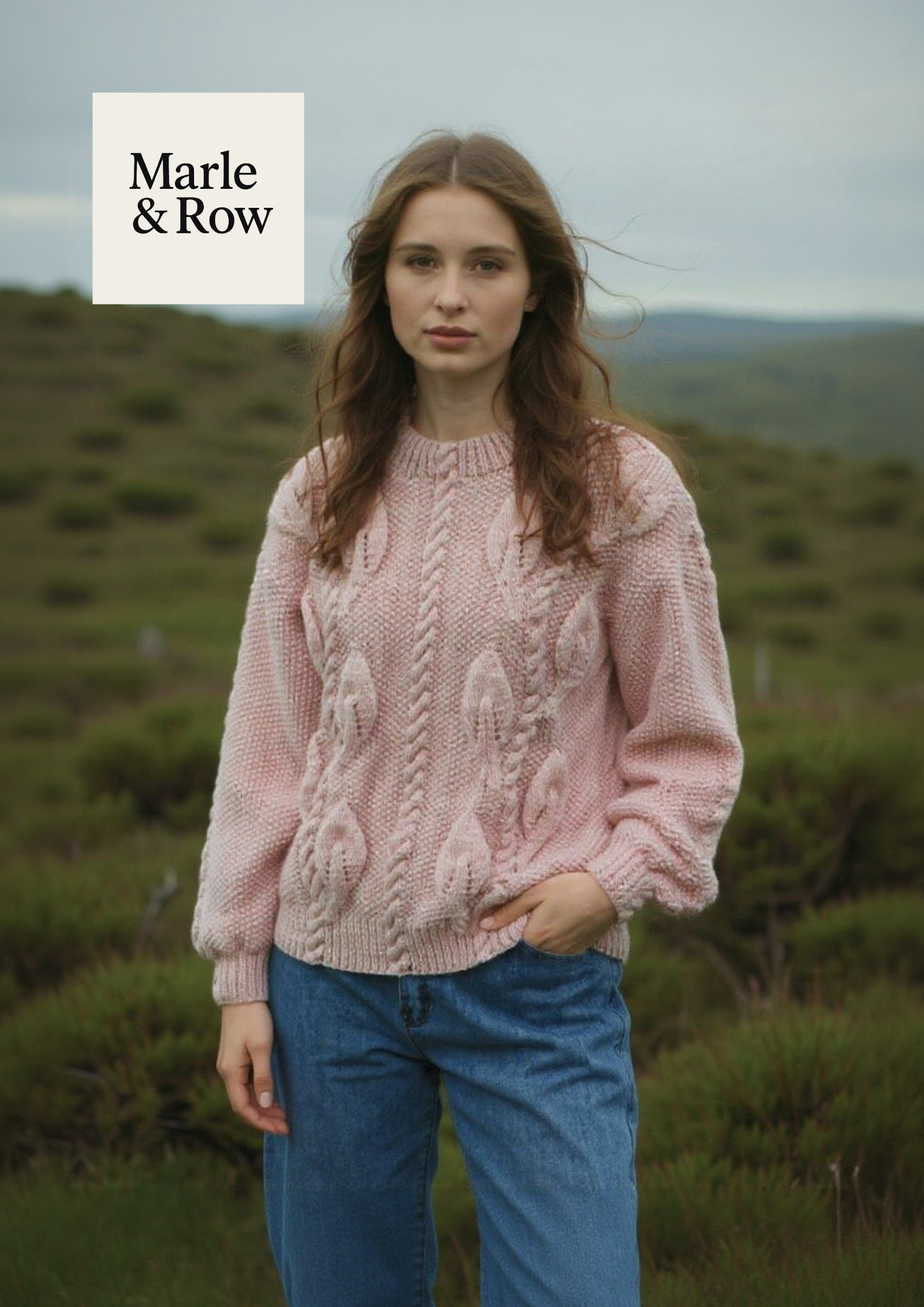 Women's Aran Cabled Leaf Sweater/Jumper #1178 - Knitting Pattern PDF - Instant Download - Marle & Row