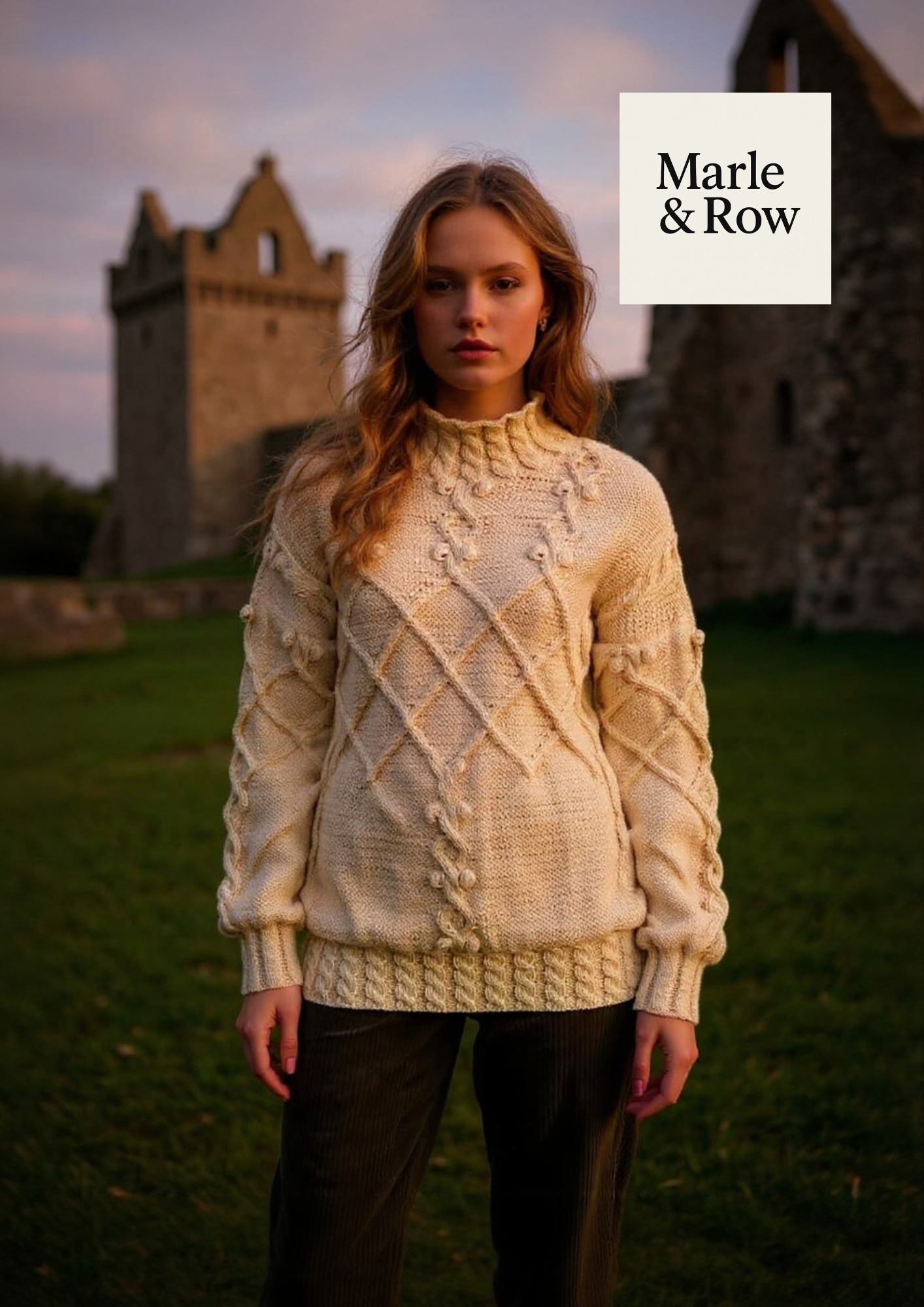 Knitting Pattern Women's Long Aran Cabled Jumper/Sweater 1151 - Knitting Pattern PDF - Instant Download - Marle & Row