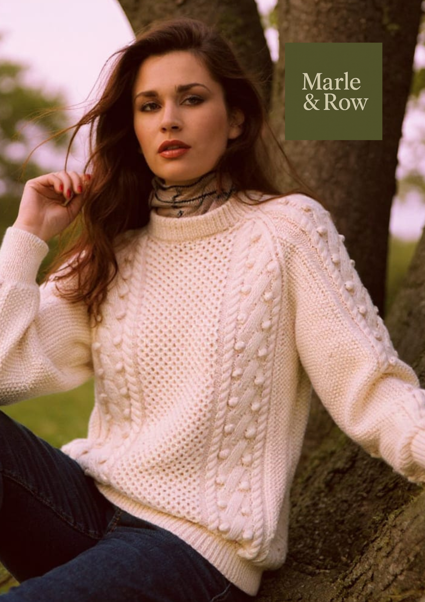 Knitting Pattern Women's Aran Cabled Jumper #1045