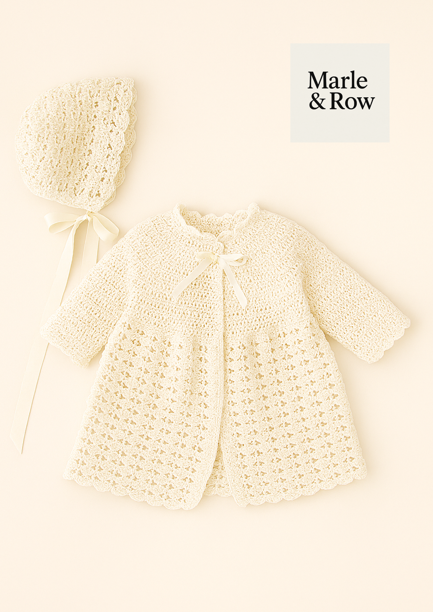 Baby's Lacy Textured Matinee Coat 1112 - Crochet Pattern PDF - Instant Download - Marle & Row