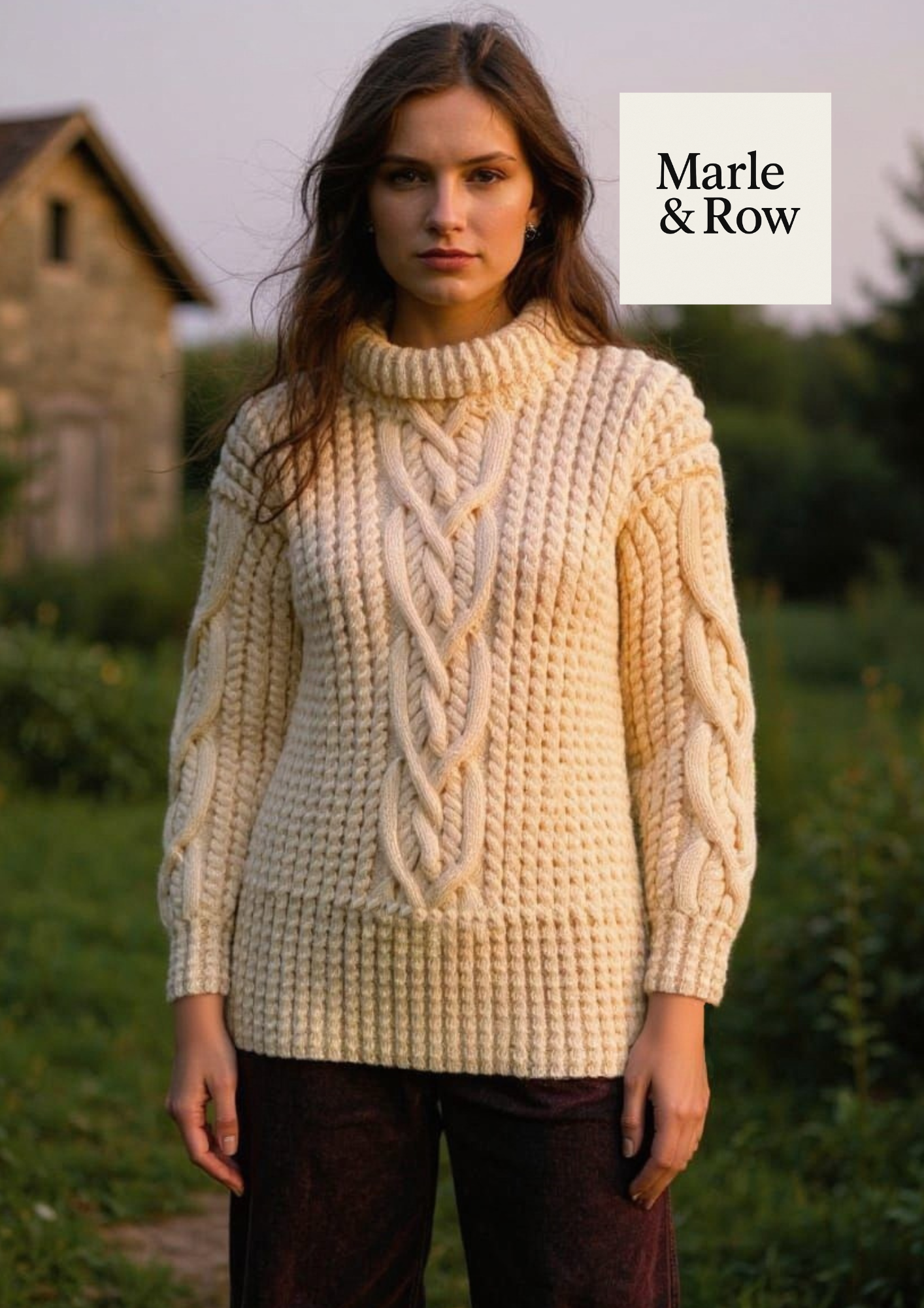 Knitting Pattern Women's Long Cabled Aran Jumper #1063