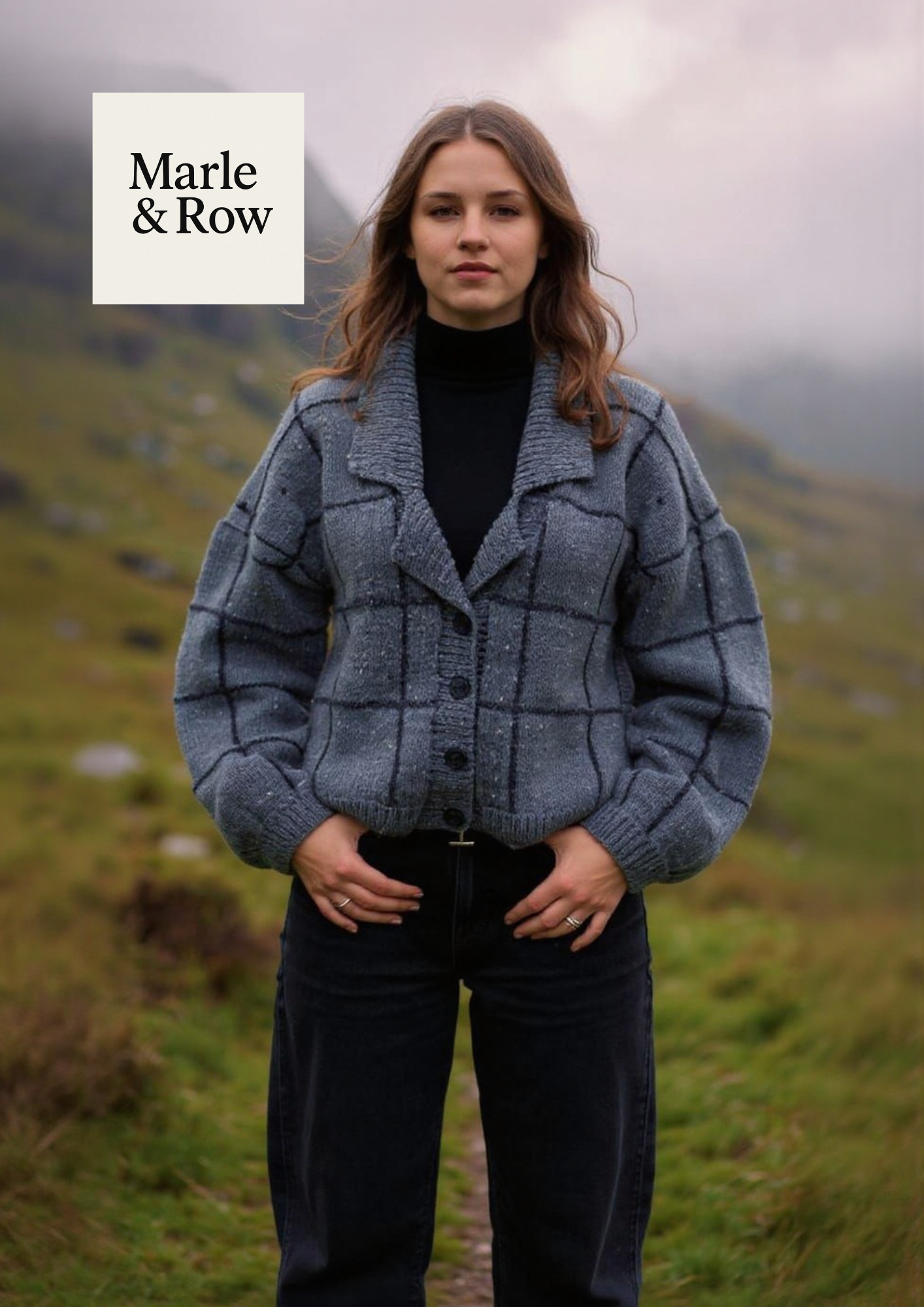 Knitting Pattern Women's Boxy Belted Tweedy Aran Jacket #1052