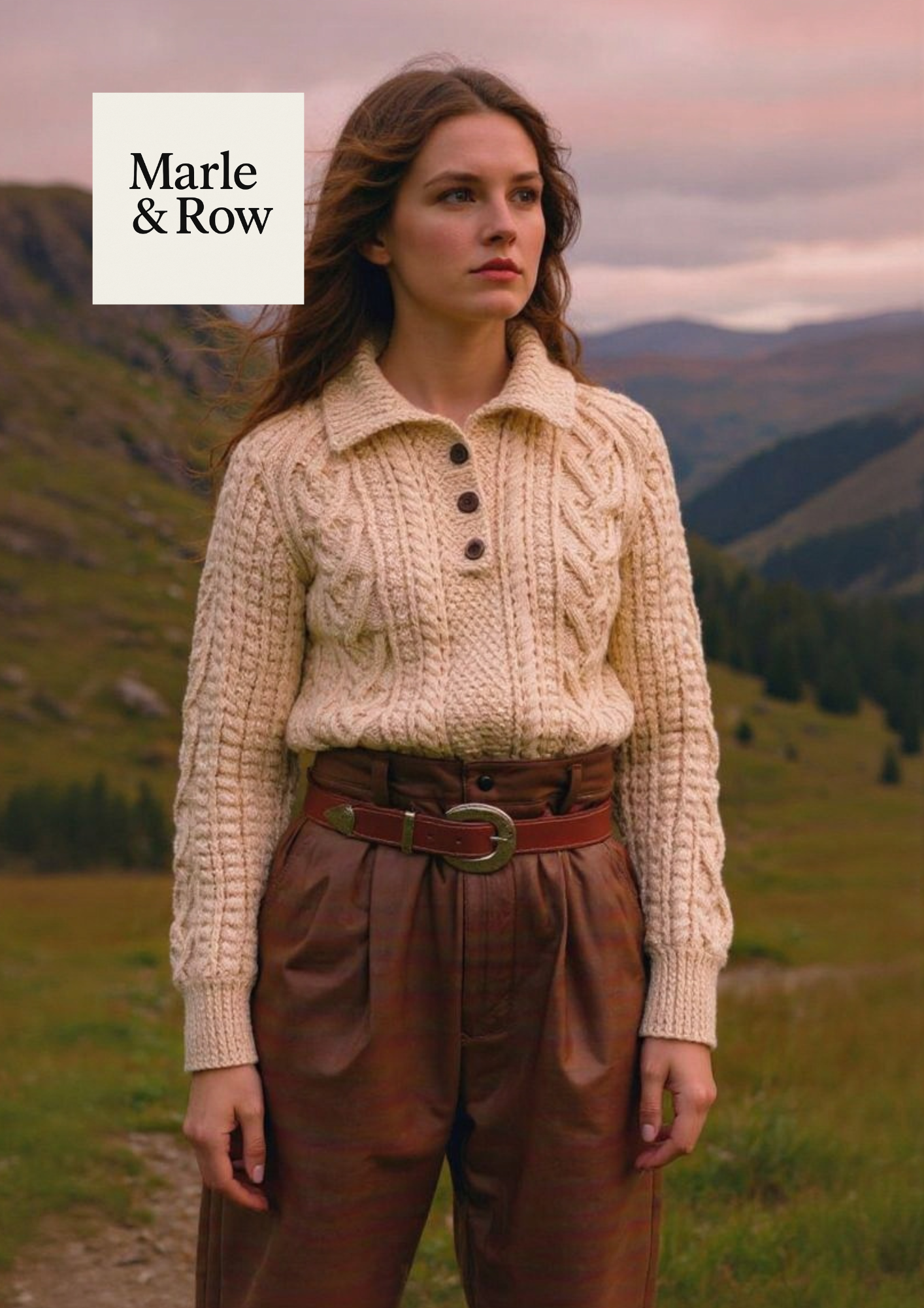 Women's Button Neck Aran Cabled Jumper #1081 - Knitting Pattern PDF - Instant Download