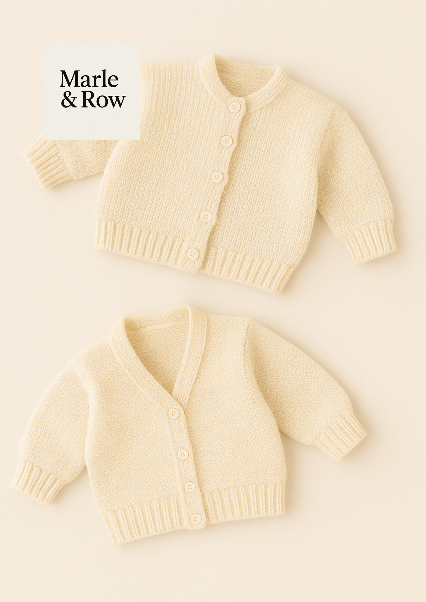 Babies’ Garter Stitch Cardigans (V-Neck or Button-Up 1198 - Knitting Pattern PDF - Instant Download - Marle & Row