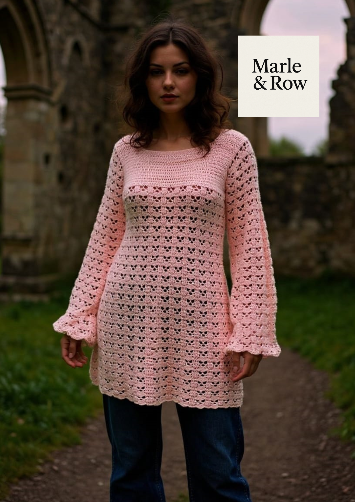 Women's Long Smock Sweater Top #1076 - Crochet Pattern PDF - Instant Download