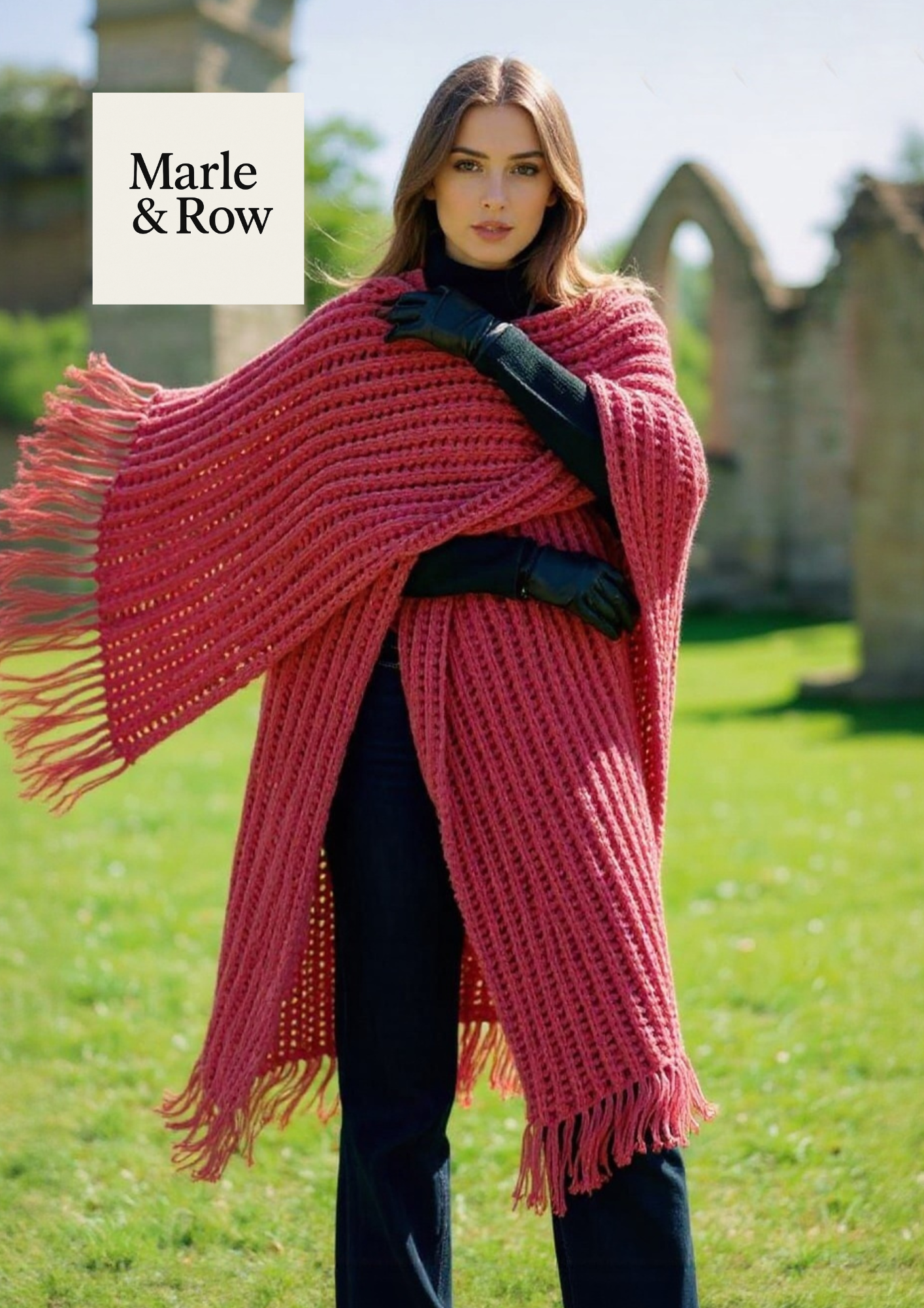 Knitting Pattern Women's Chunky/Bulky Ribbed Shawl #1053