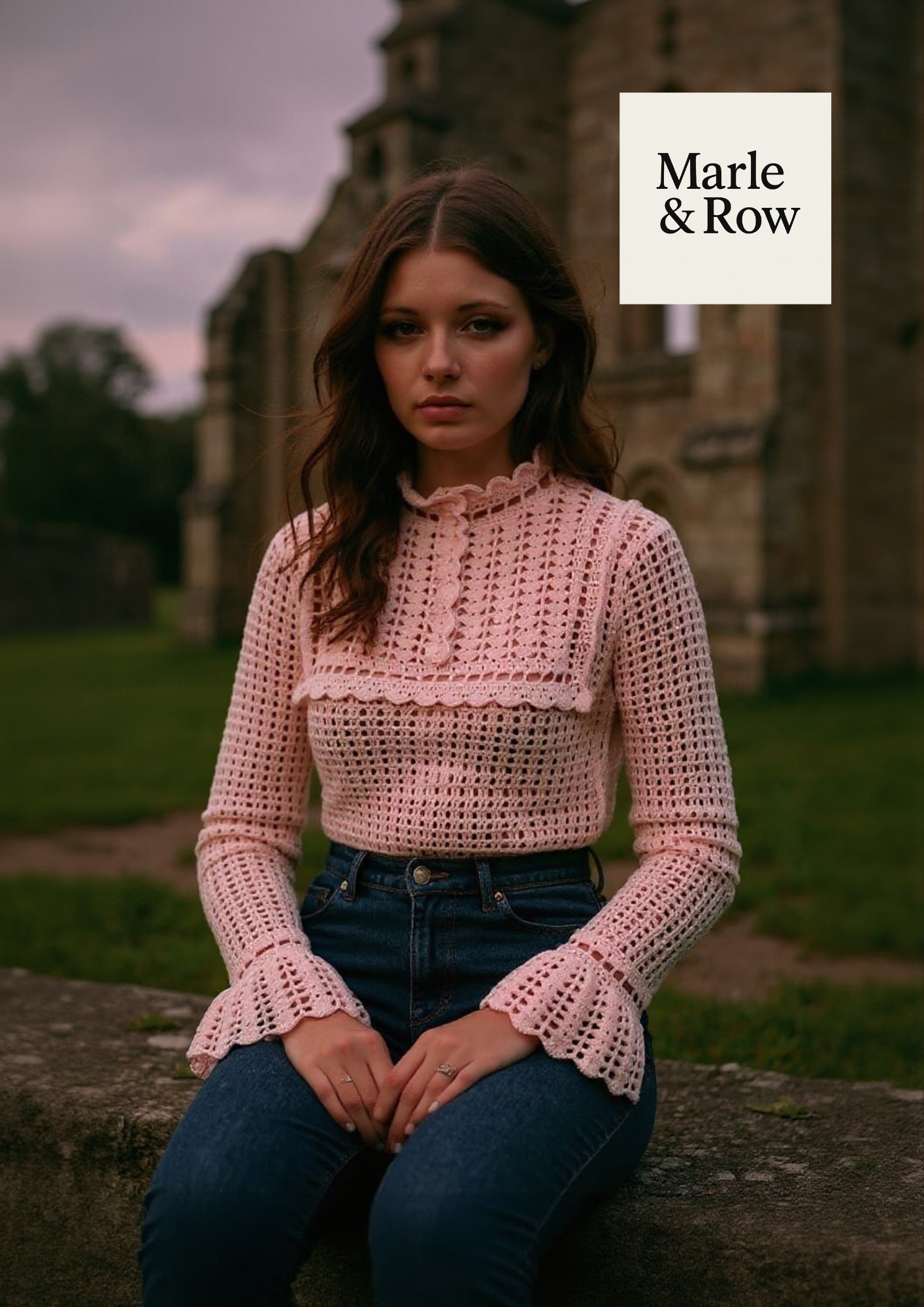 Crochet Pattern Women's Romantic Victorian Flared Sleeve Blouse Top #1074