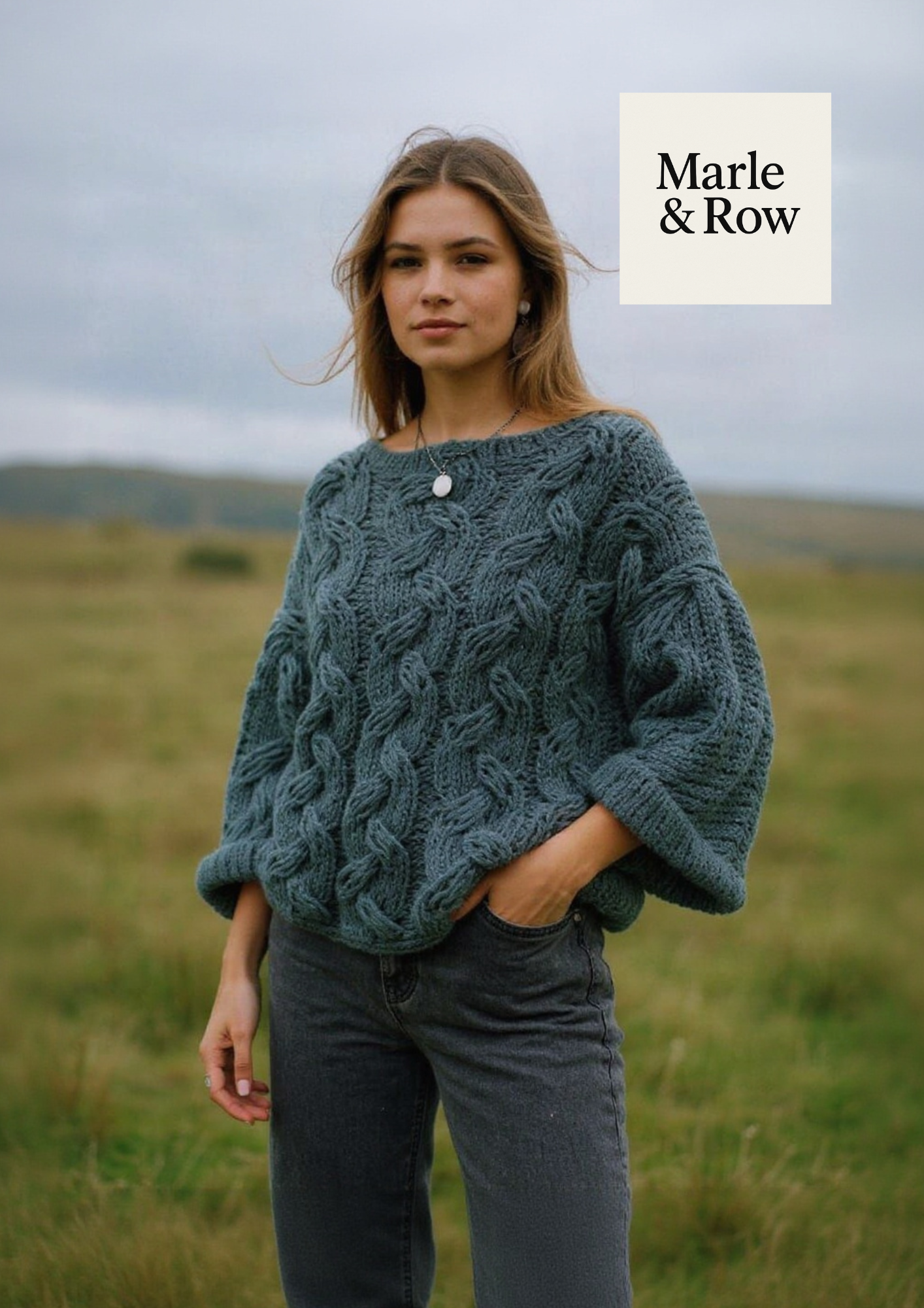 Knitting Pattern Elongated-Cable Textured Jumpe Instant Digital PDF Download 1179