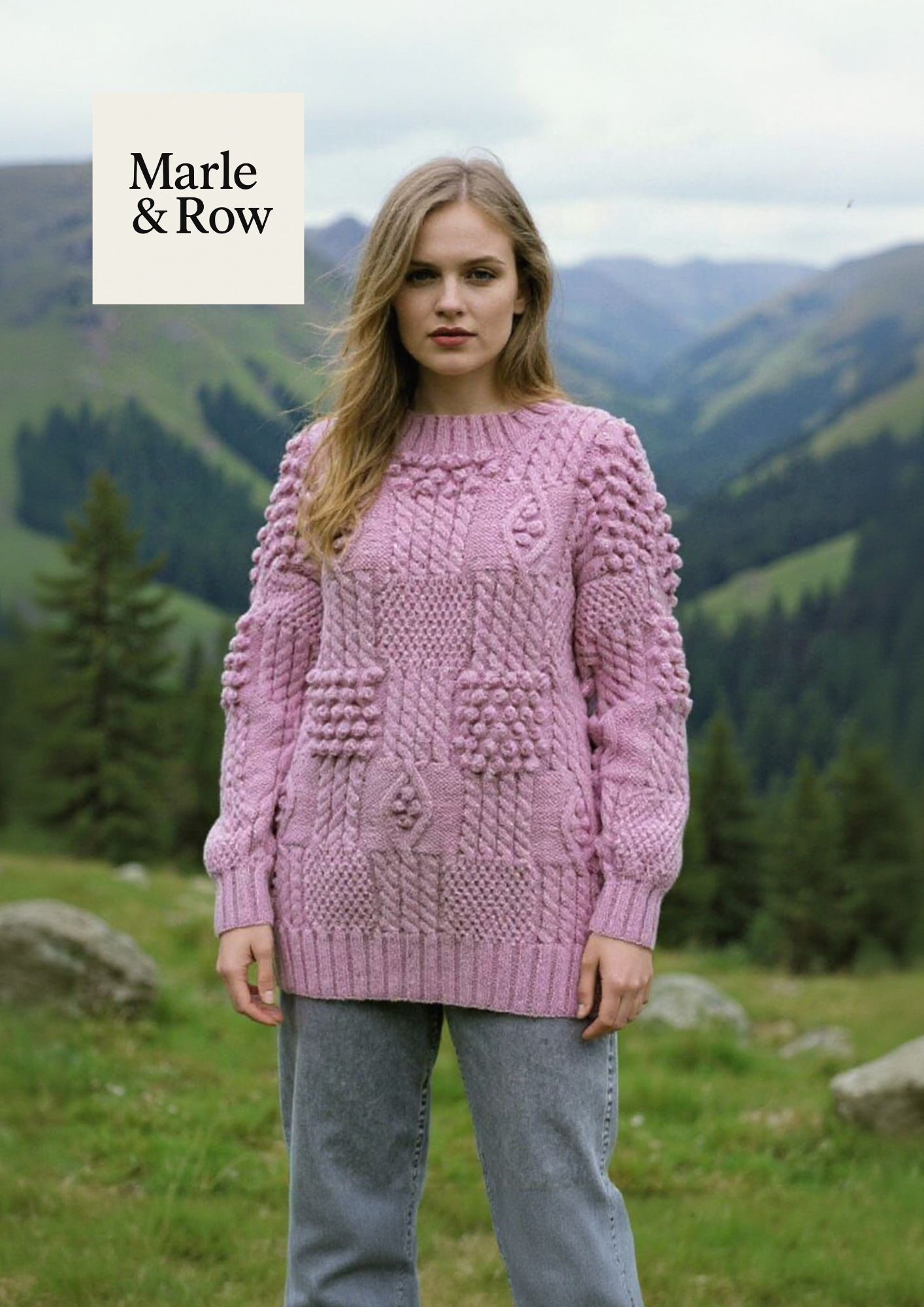 Knitting Pattern Woman's Bobble Panel Jumper 1209