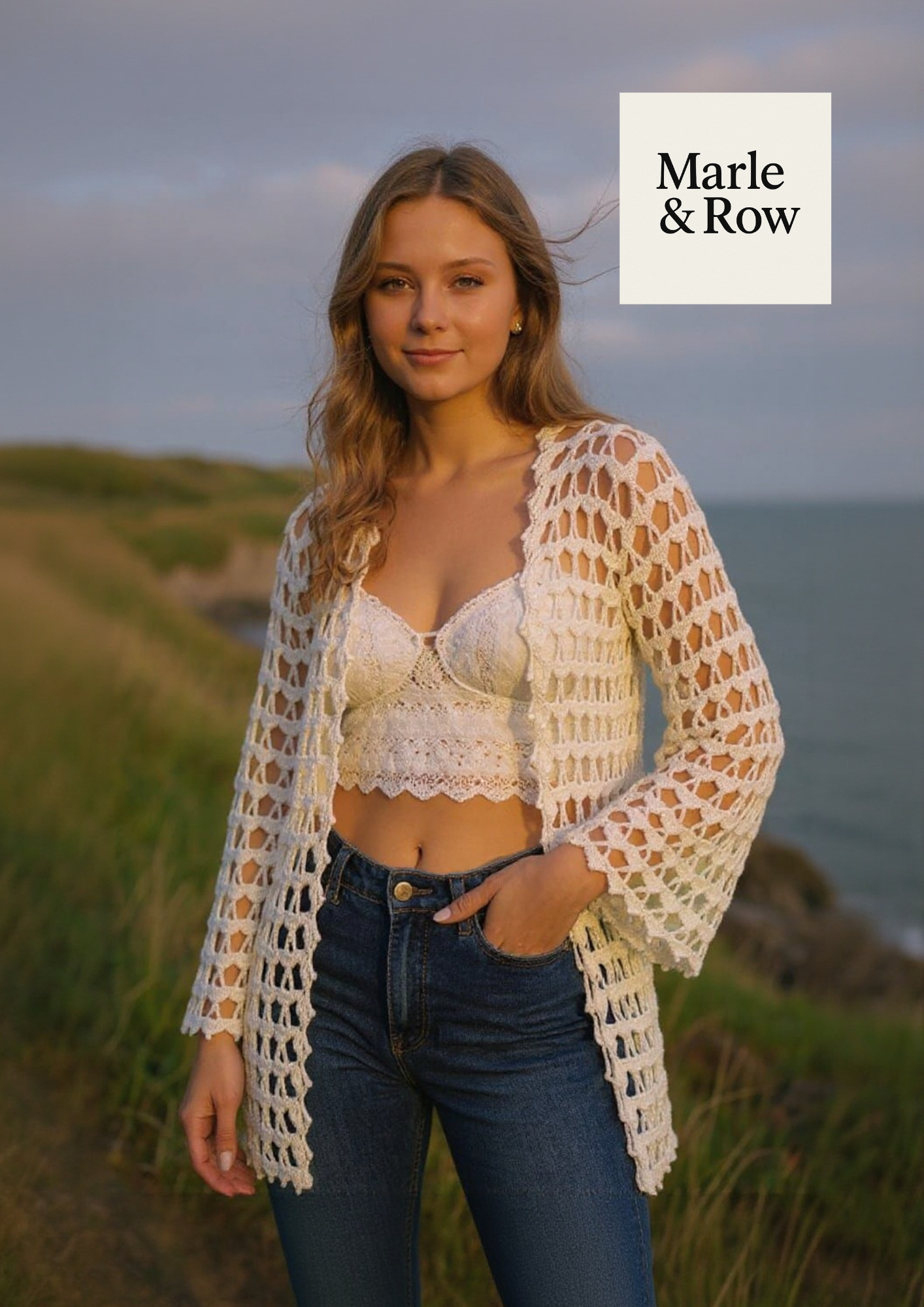 Women's Flared Mesh Open-work Cardigan/Beach Cover-Up & Bolero 1138 - Crochet Pattern PDF - Instant Download - Marle & Row