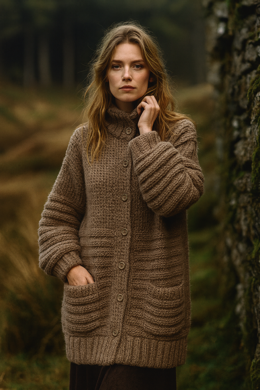 Knitting Pattern Women's Chunky Ribbed Coat #1025