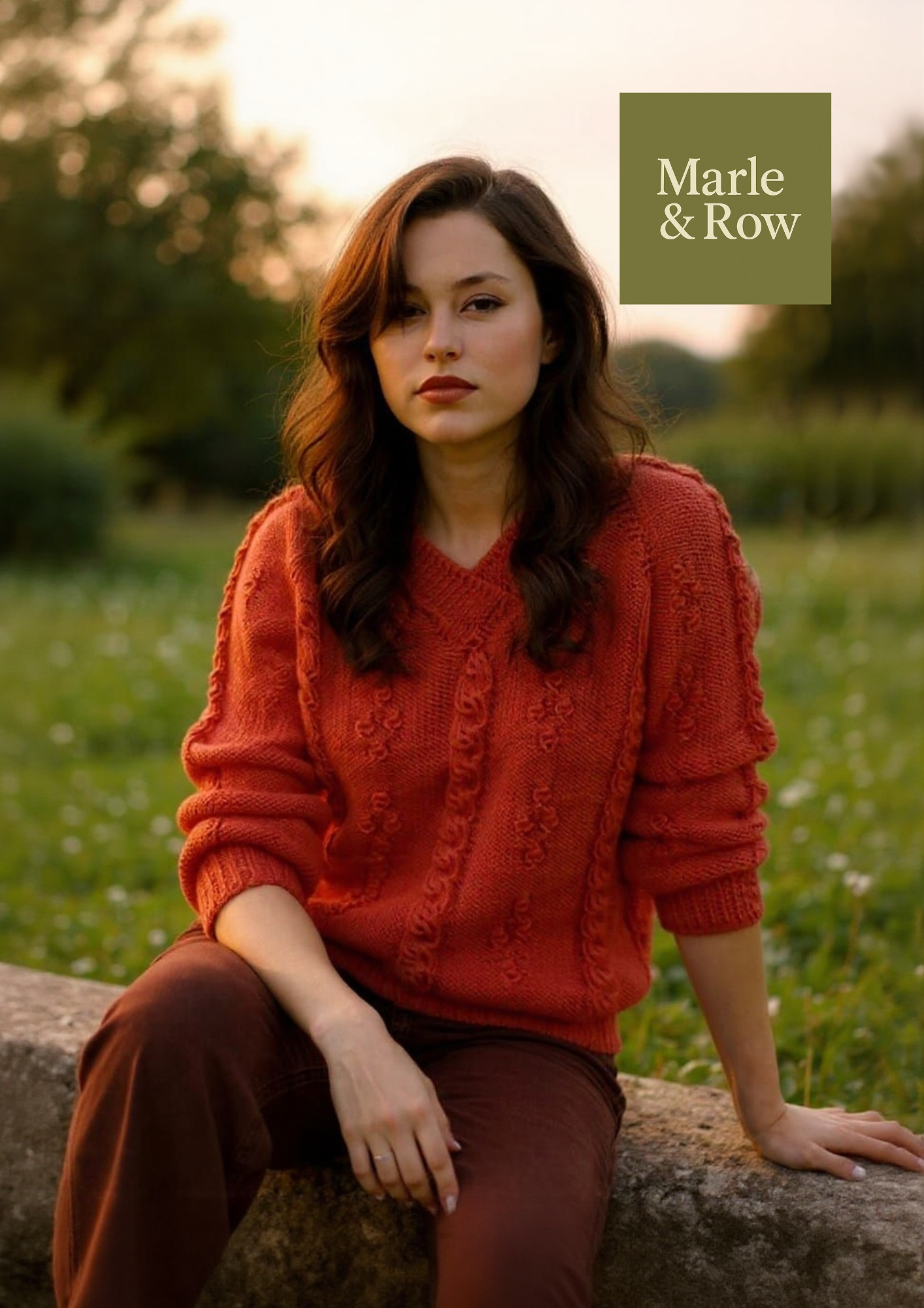 Women's Cabled V-Neck Jumper 1120 - Knitting Pattern PDF - Instant Download - Marle & Row
