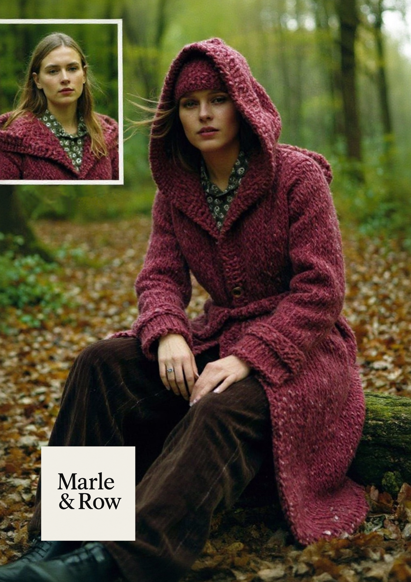 Woman's Long Hooded Coat 1224 - Knitting Pattern PDF  - Instant Download