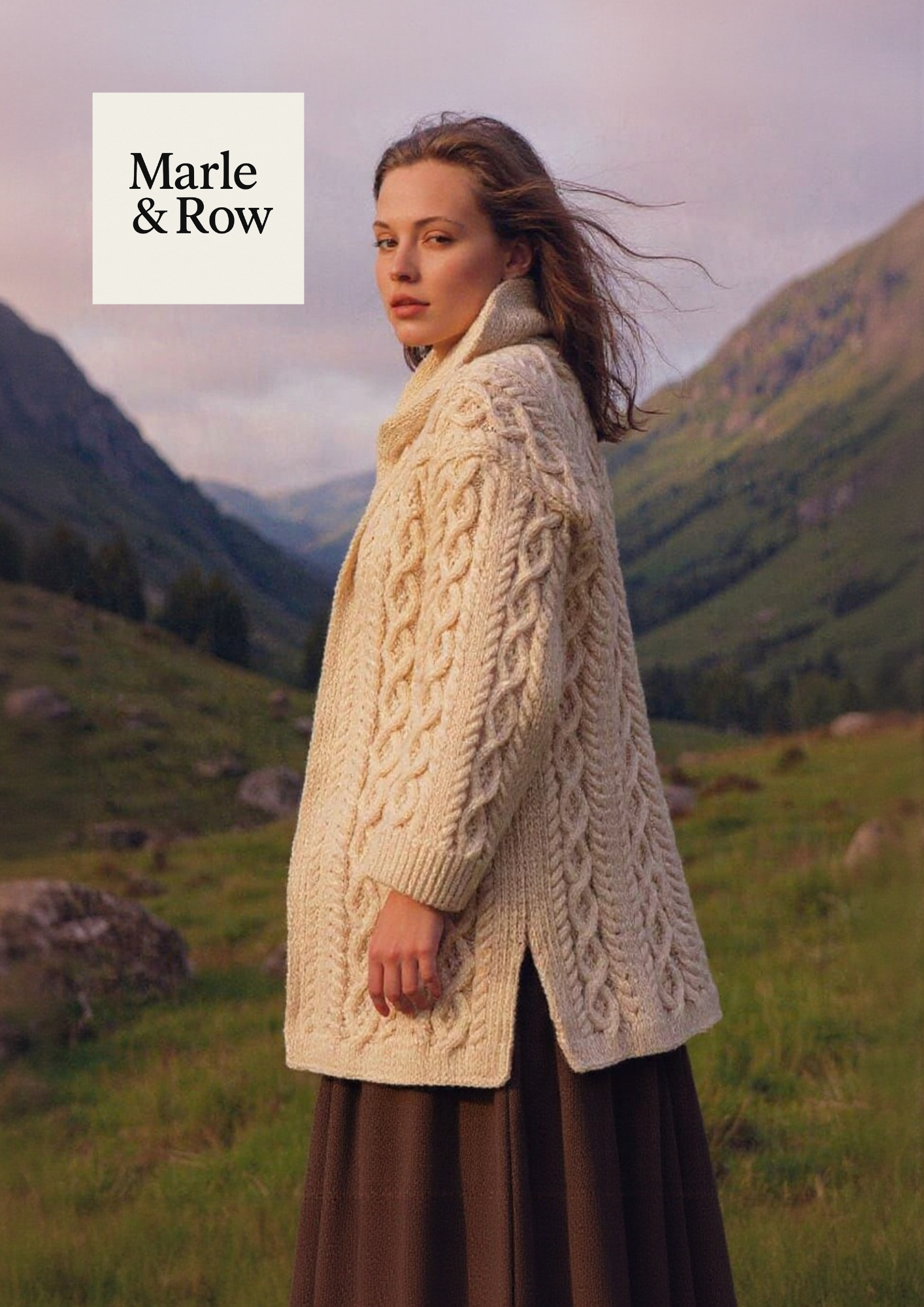 Knitting Pattern Women's Aran Cabled Coat #1205 Instant PDF Download