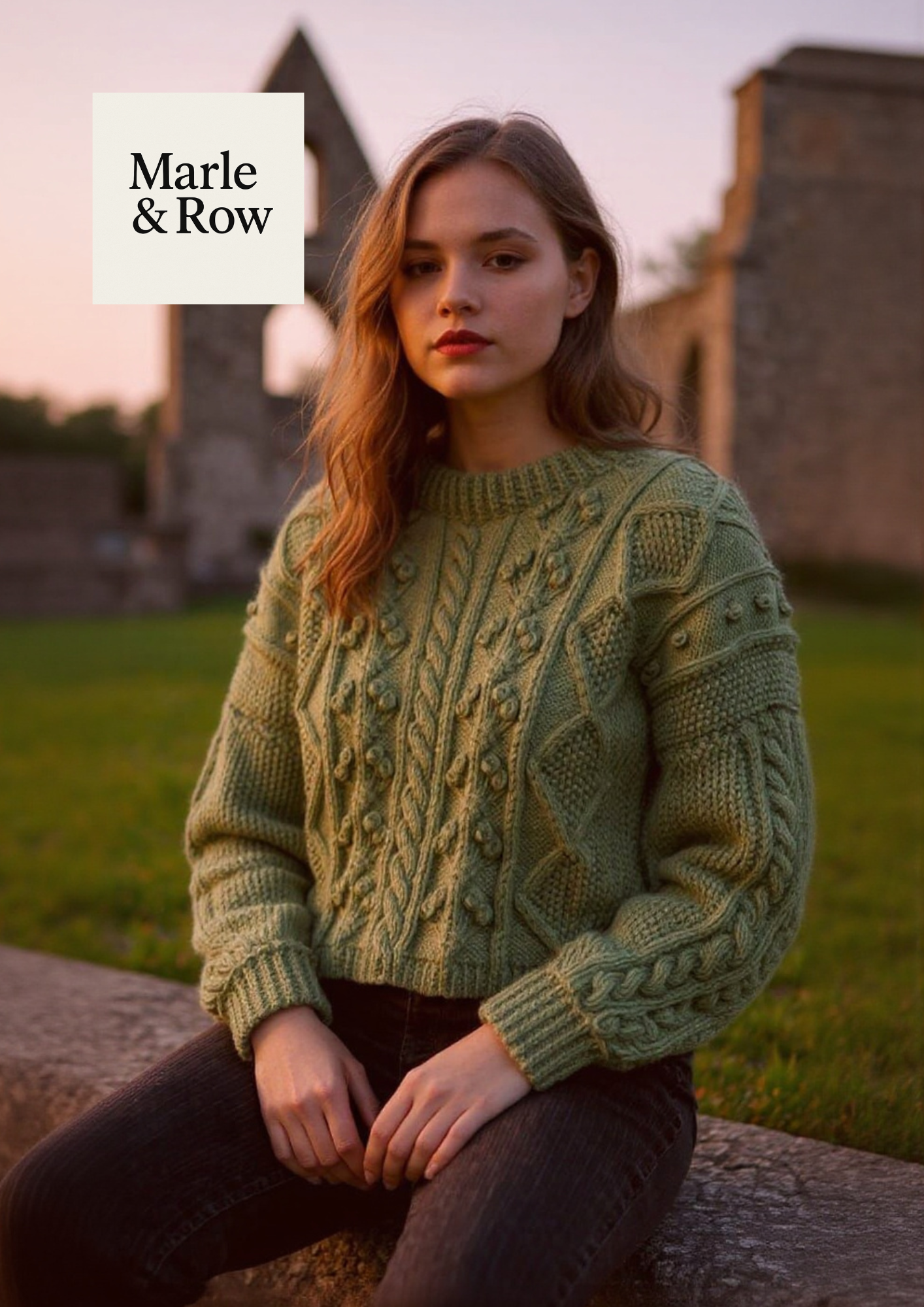 Women's Aran Cabled Jumper 1105 - Knitting Pattern PDF - Instant Download - Marle & Row