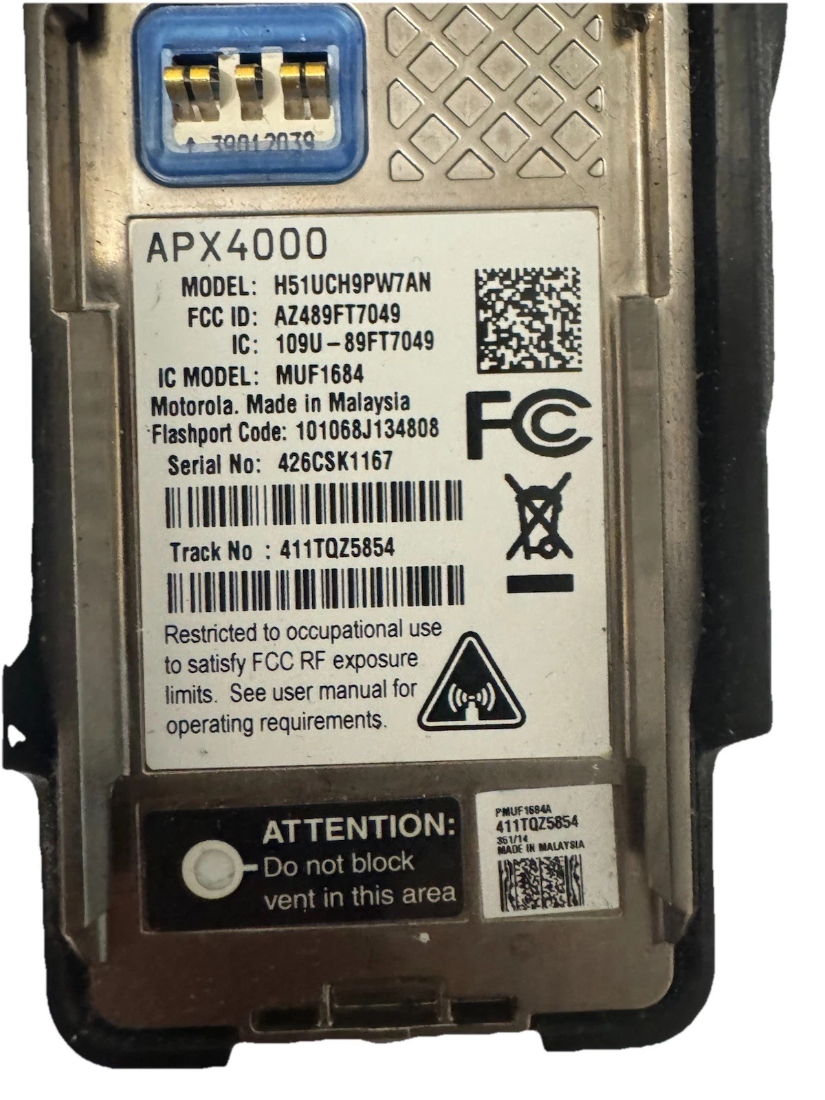 Motorola APX 4000 With Charger, 2 Batteries and a Clip