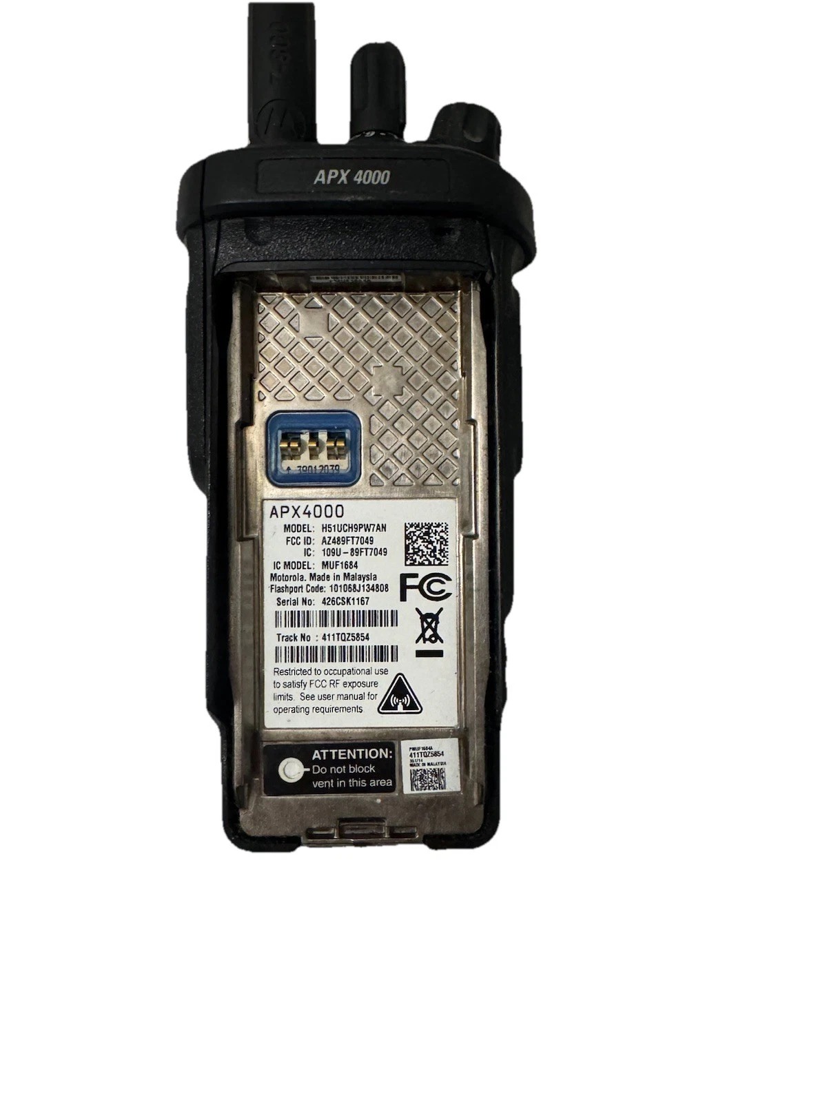 Motorola APX 4000 With Charger, 2 Batteries and a Clip