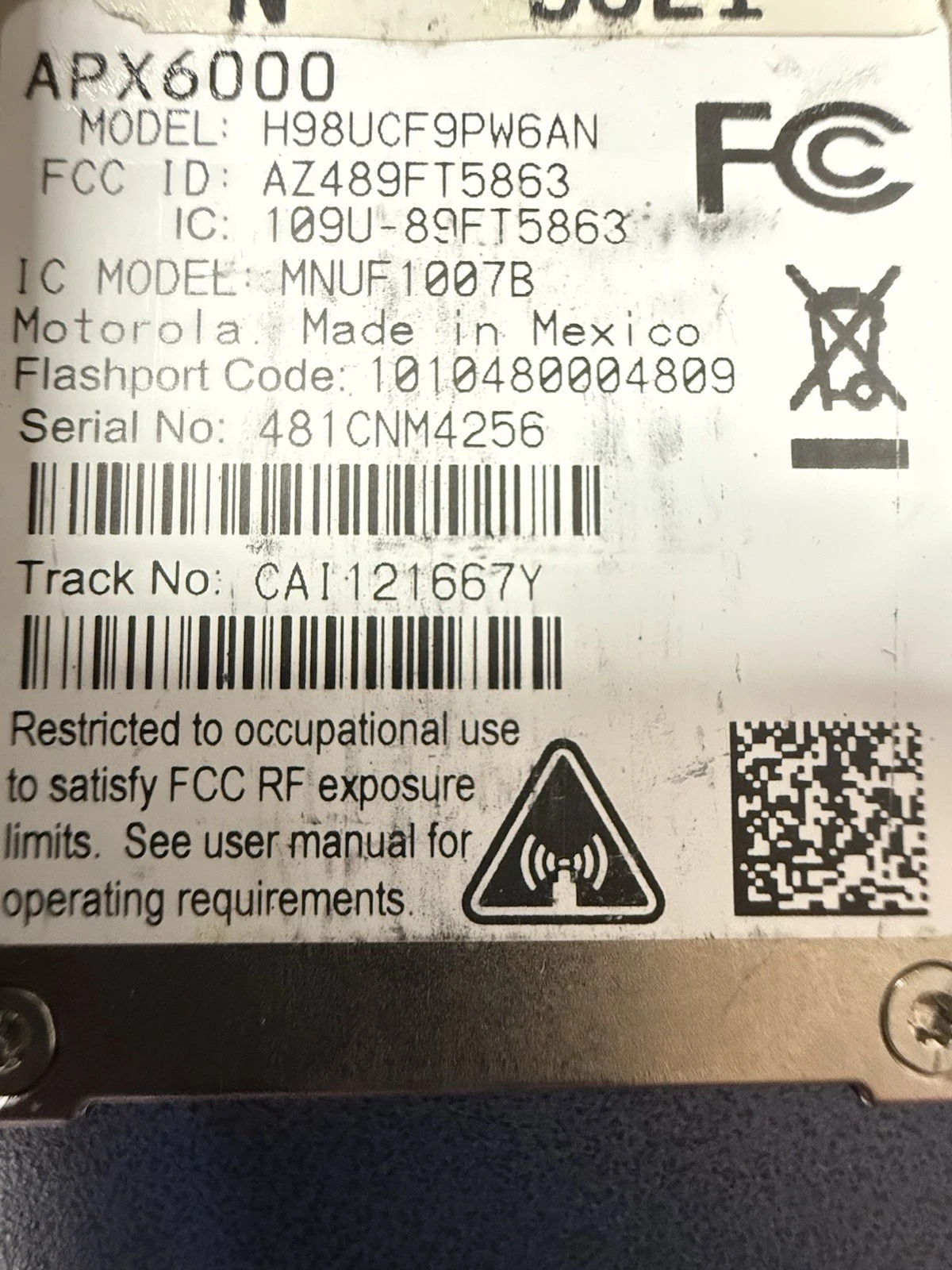 Motorola APX 6000 7/800 P25 Phase 1 With ADP