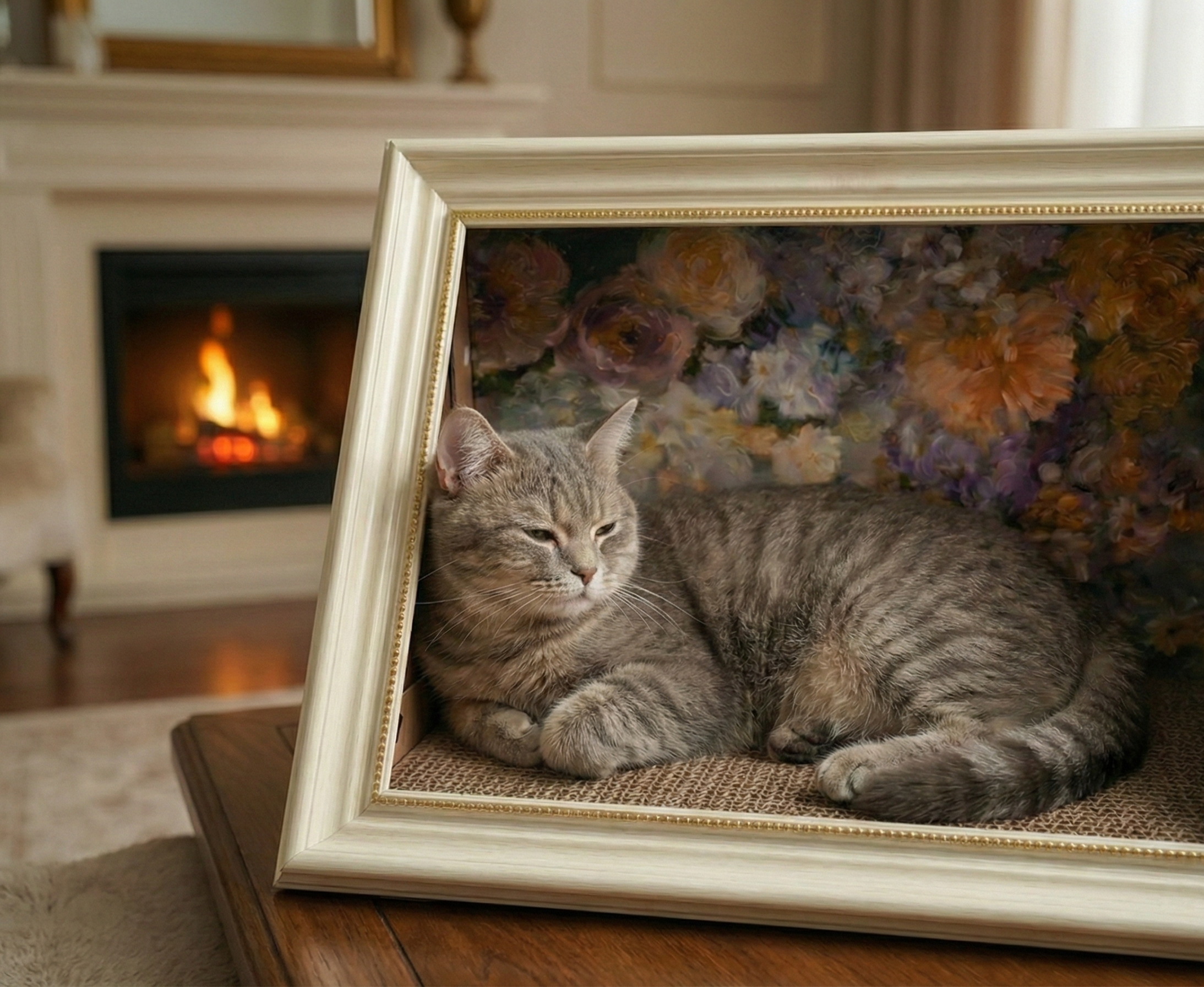 Camélia - Kratzbett mit Gemälde & Holzrahmen