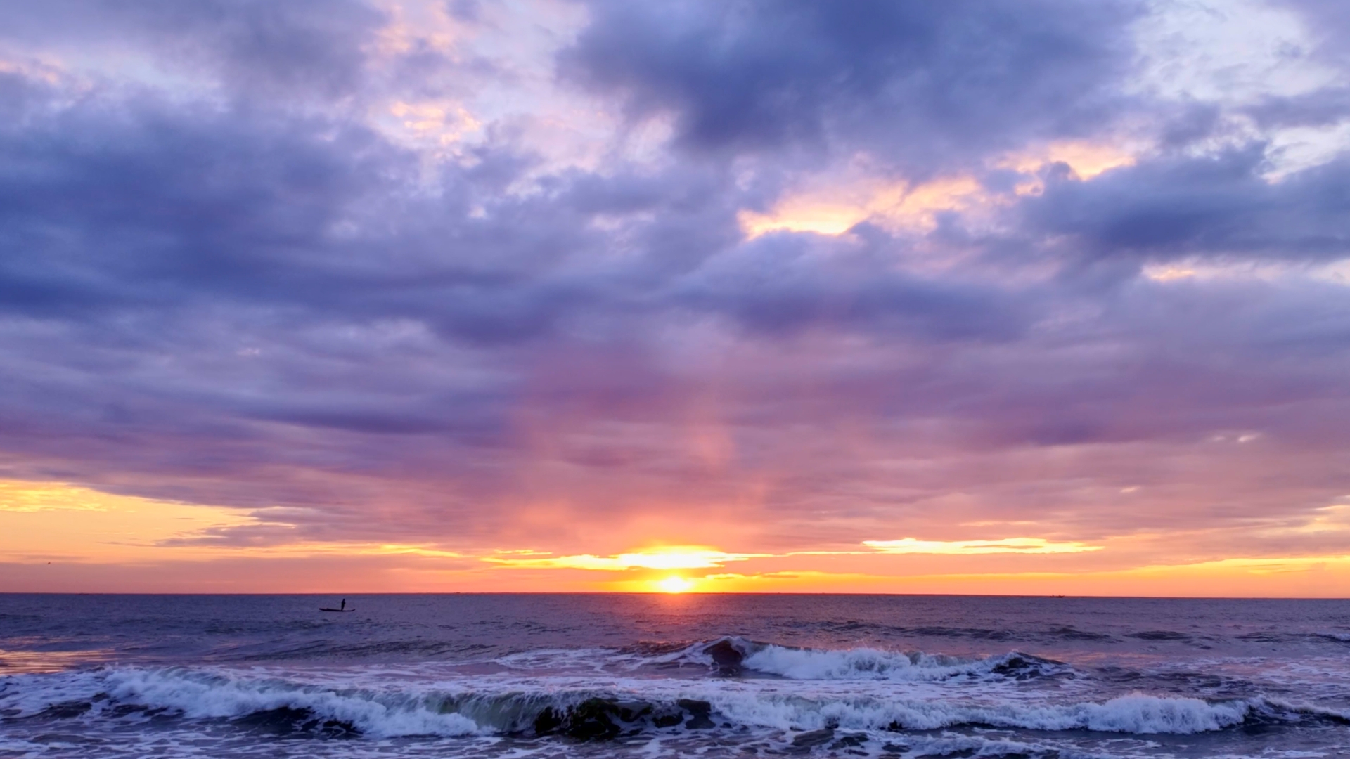Background Video: Calm Sunrise Waves on Ocean | HD Beach Footage for Meditation