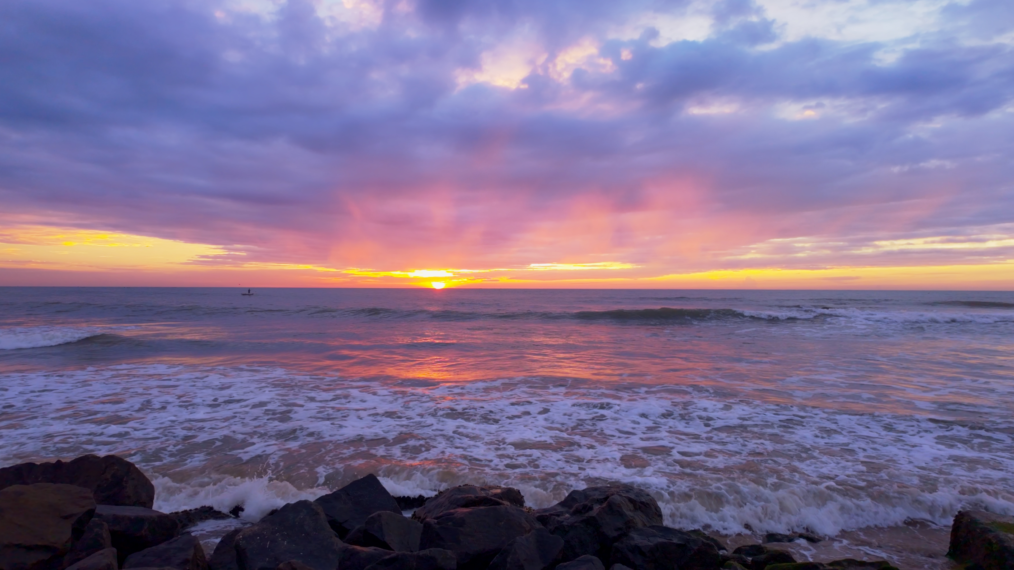 Sunrise Wave Stock Footage Slow Motion
