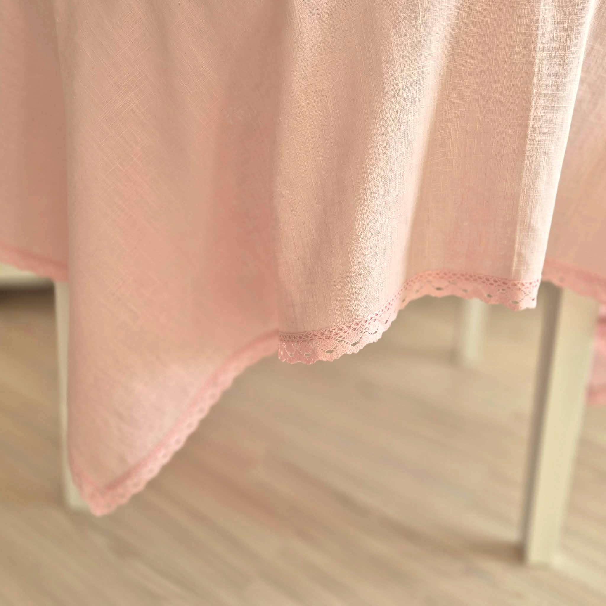 Rožinė lininė staltiesė "Little Rose"