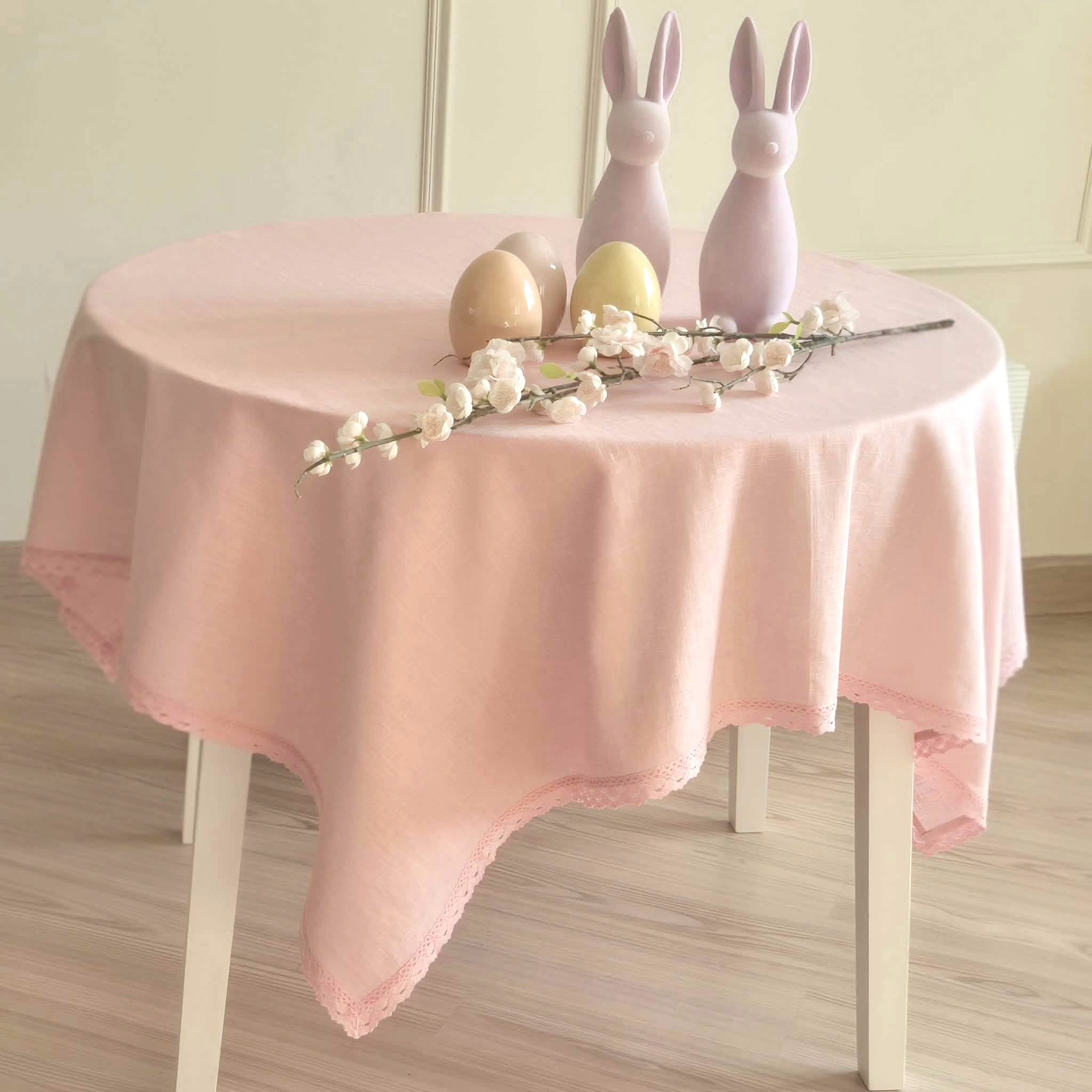 Rožinė lininė staltiesė "Little Rose"