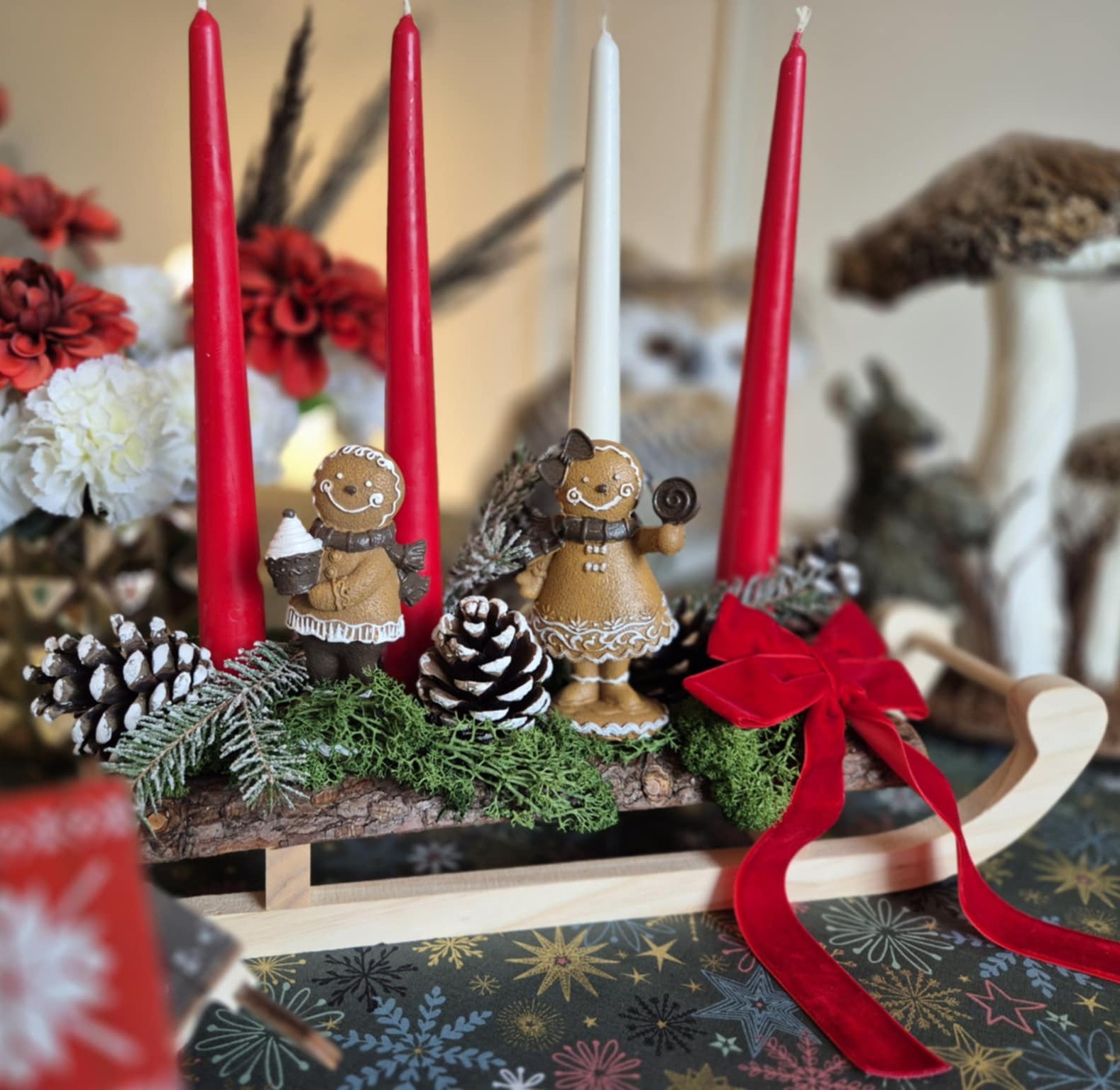 Medinė žvakidė "ŽIEMOS ROGĖS"