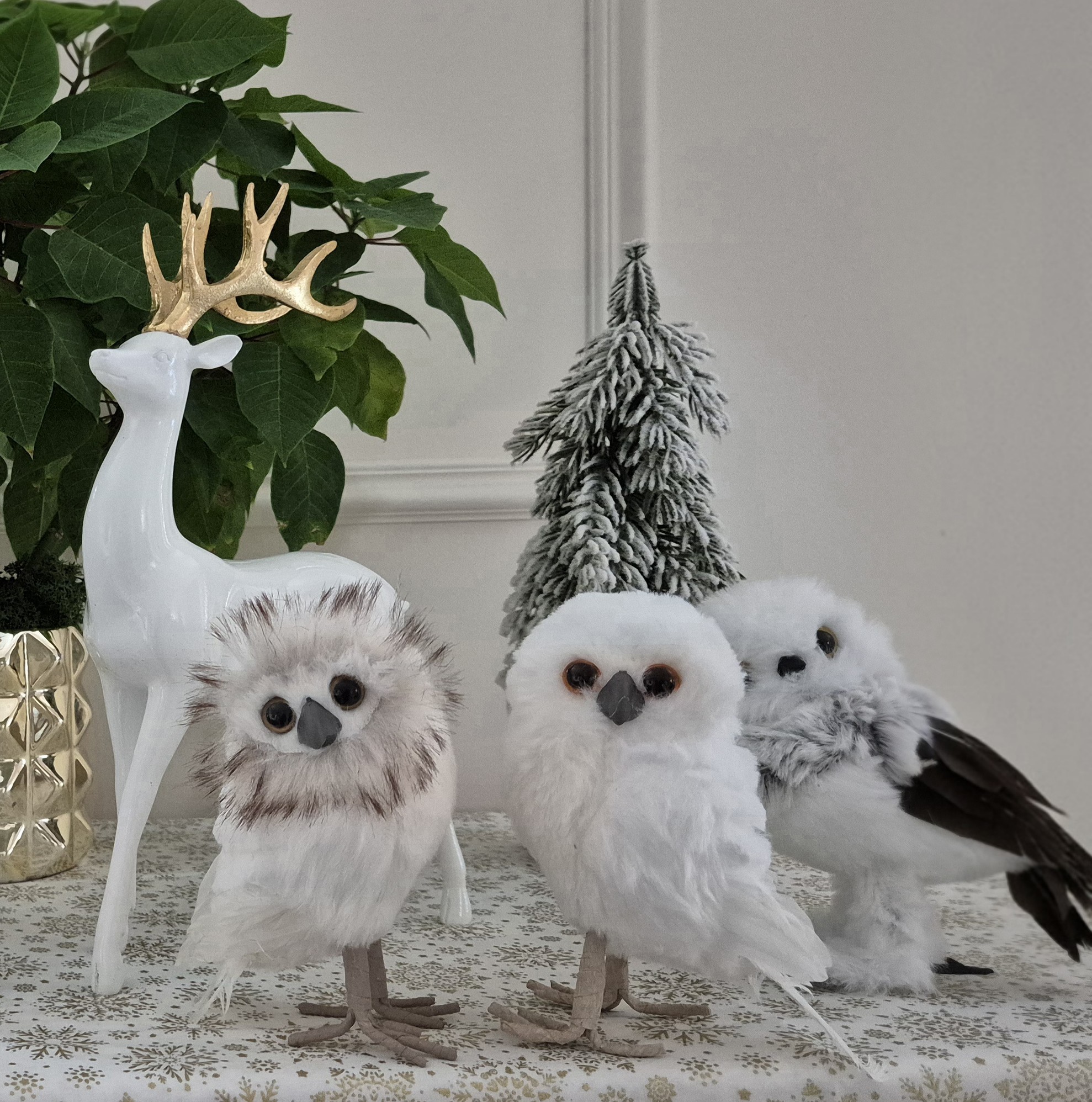 Dekoracija (pora, 2 vnt.) "SNIEGINĖS PELĖDOS II"