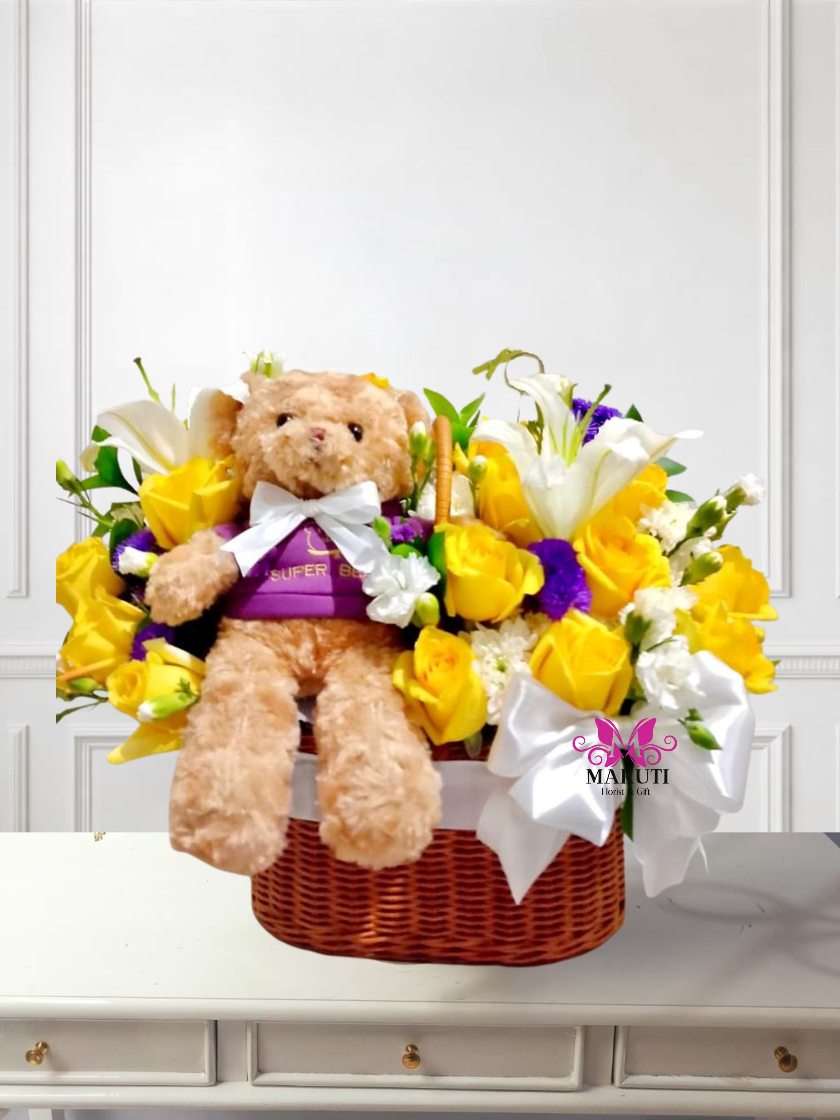 Teddy Bear Flower Basket