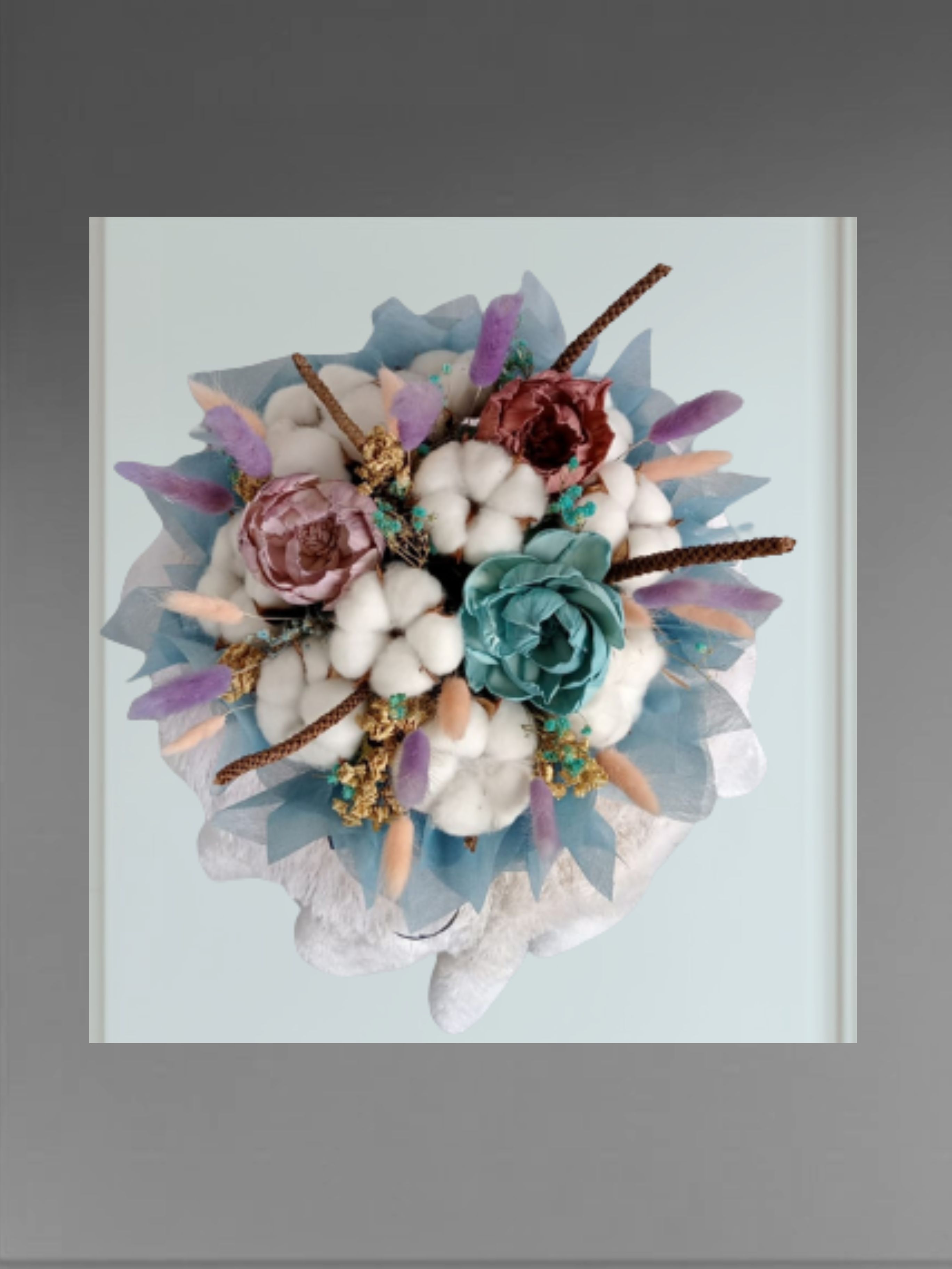 Elegant Cotton & Rose Bouquet