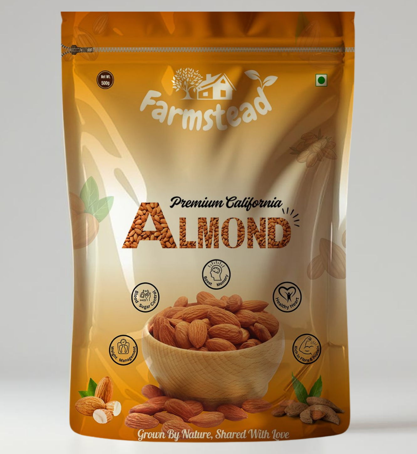 Farmstead Dry Fruits Combo Pack 1.35 Kg | American Almonds (500g), Cashew (500g), Pistachio (250g) and Makhana (100g)