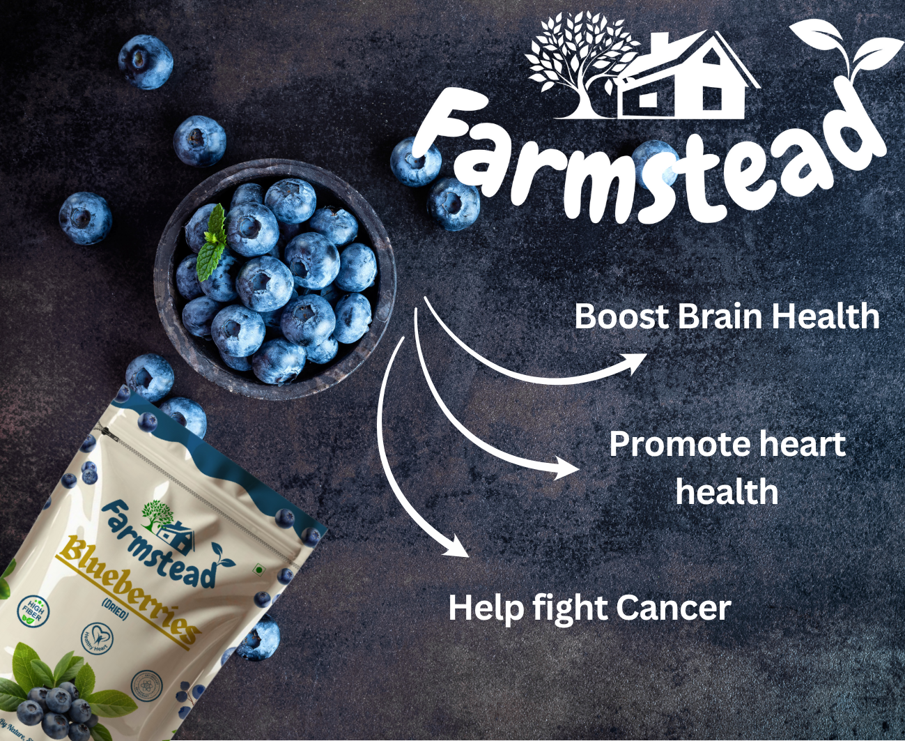 Farmstead Premium Blueberries 200 g (Pack of 2) || Rich in Antioxidants and Vitamin C & E || Non-GMO & No Preservatives || Ideal For Snacking