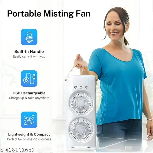Double Ended Cooling Mister Fan Spray Mist Fan USB Rechargeable Handheld Portable Mini Fan USB Electric Fan LED Night .