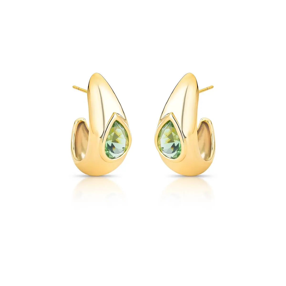 Brincos banhado a ouro com pedra verde