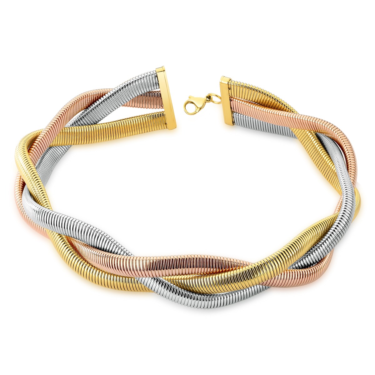 Colar trançado de três tons