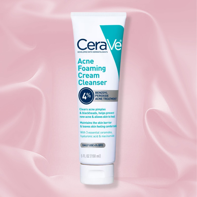CeraVe Acne Foaming Cream Cleanser with 4% BPO for Acne Prone Skin