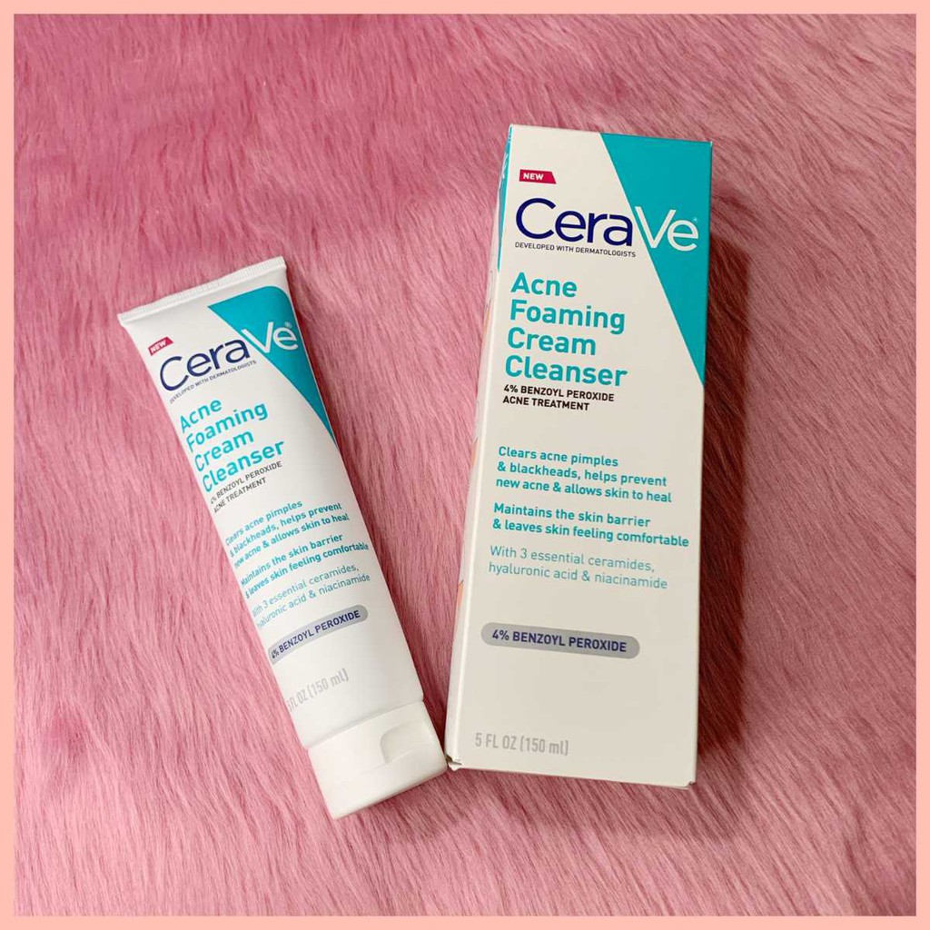 CeraVe Acne Foaming Cream Cleanser with 4% BPO for Acne Prone Skin