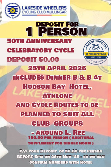 1-person booking  -50th Anniversary Celebratory Cycle   