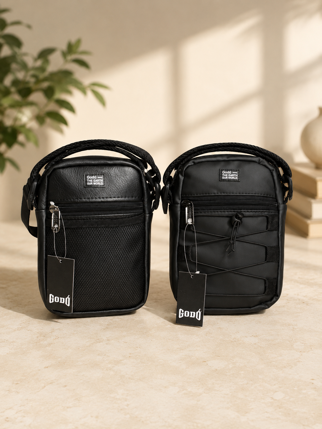 Bolso bandolera de cuero negro