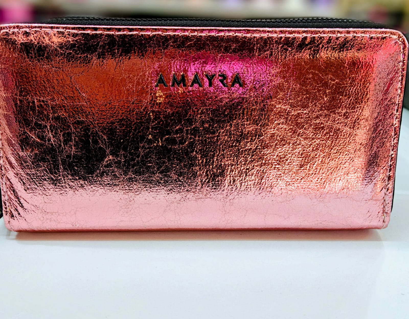 Cartera rosa metalizada Amayra