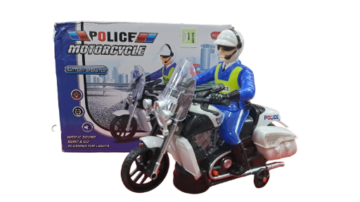 Motocicleta de policía de juguete con luz