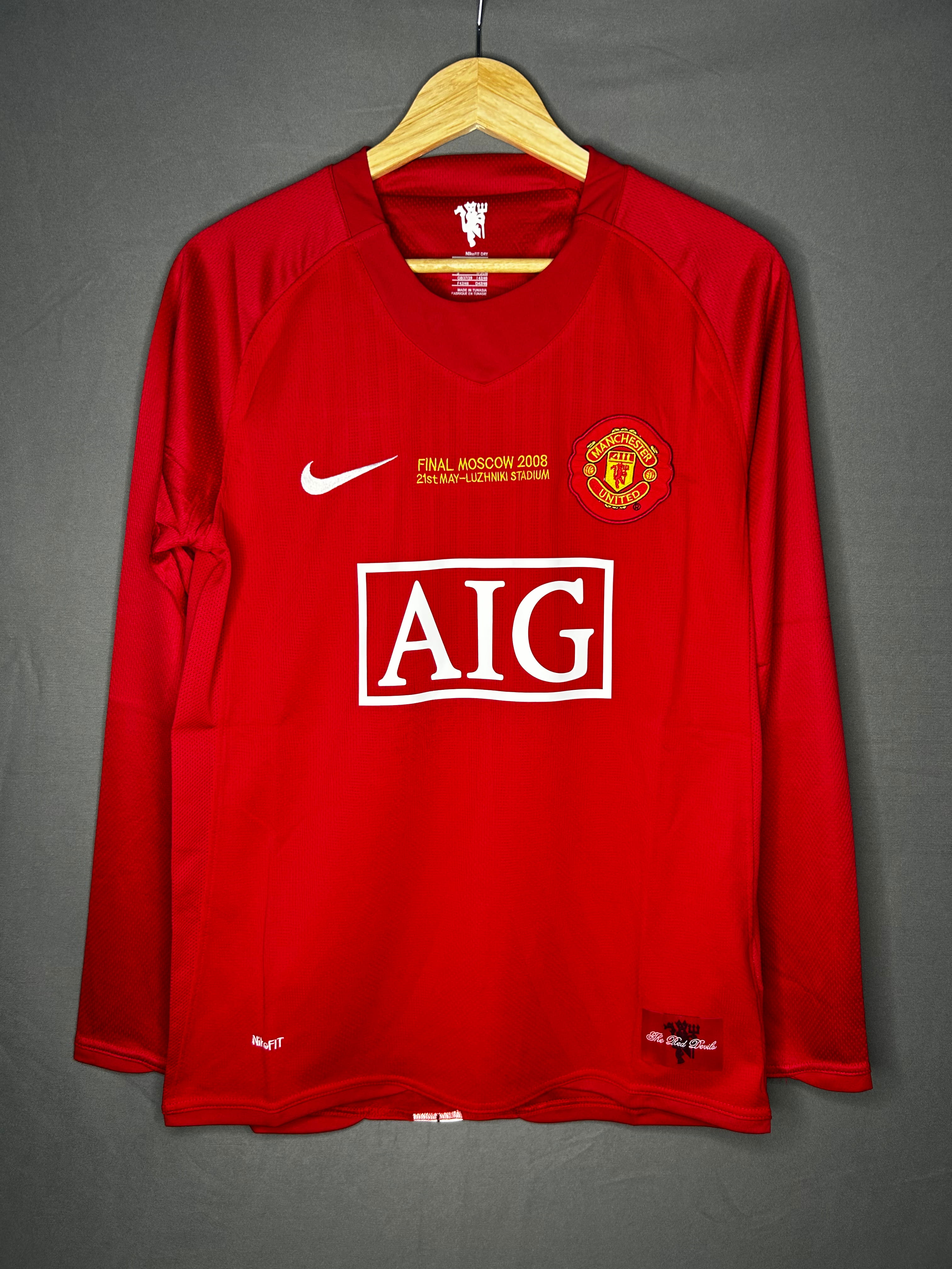 Manchester United 2008 Champions League Final Home Long Sleeve Retro Jersey