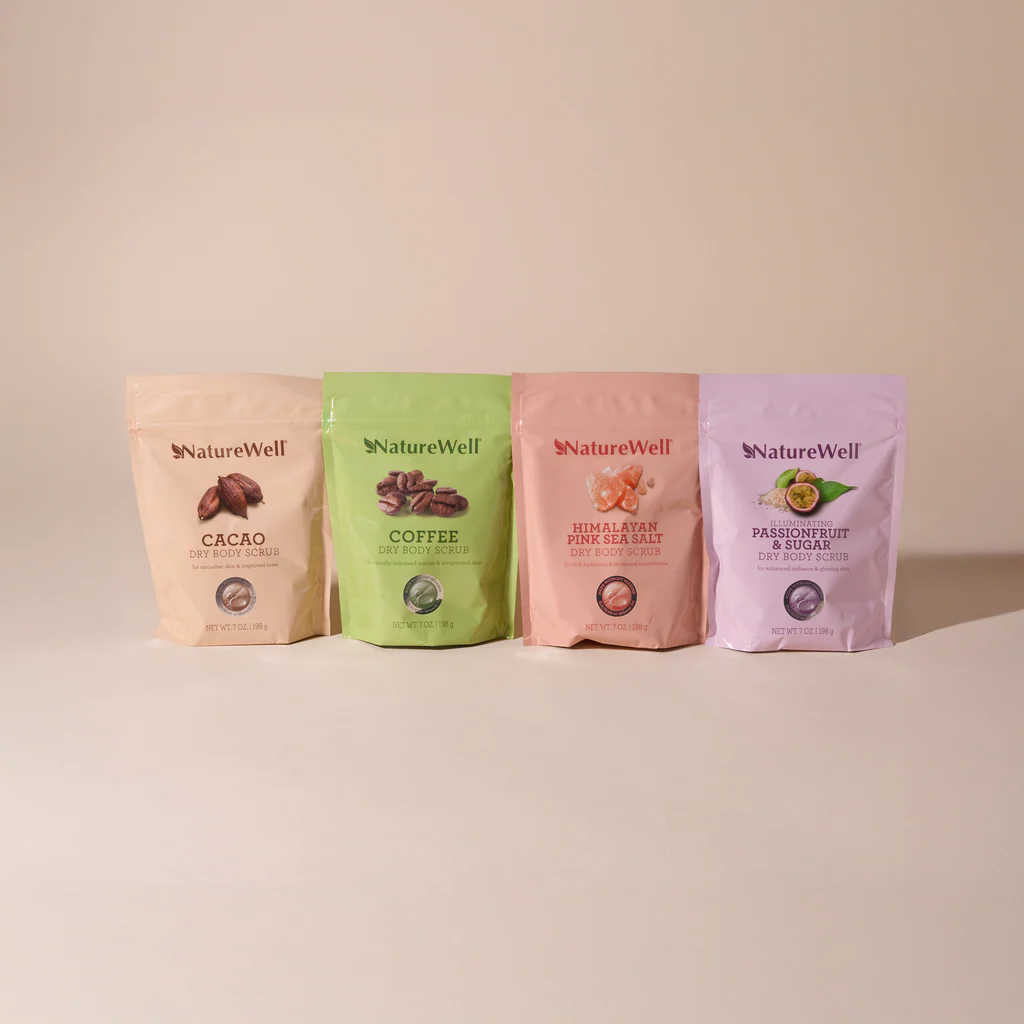 NatureWell Exfoliating Dry Body Scrubs 4-Pack, 7 Oz Each