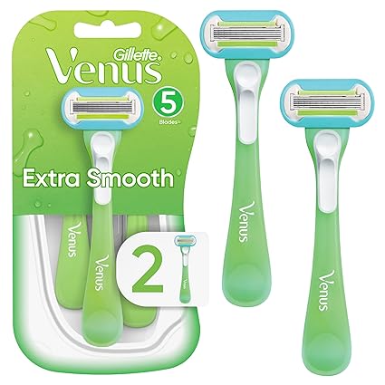 Gillette Venus Extra Smooth Green Disposable Women's Razors, 2 Count