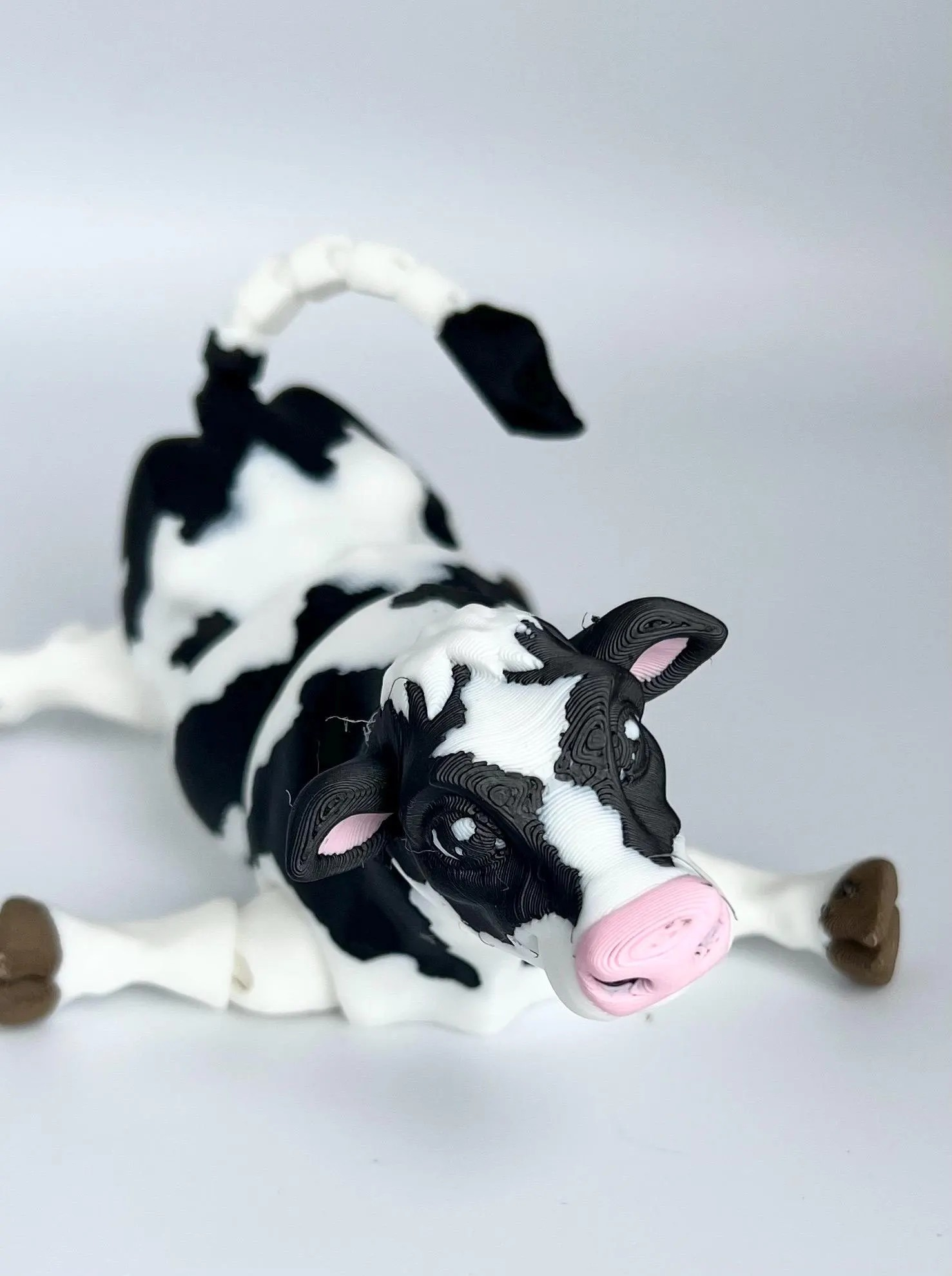 Articulated Dairy Cow Toy – Black & White Cow Figure | Collectible Farm Animal Desk Toy, Fidget Toy, Pretend Play, Gift for Cow Lovers
