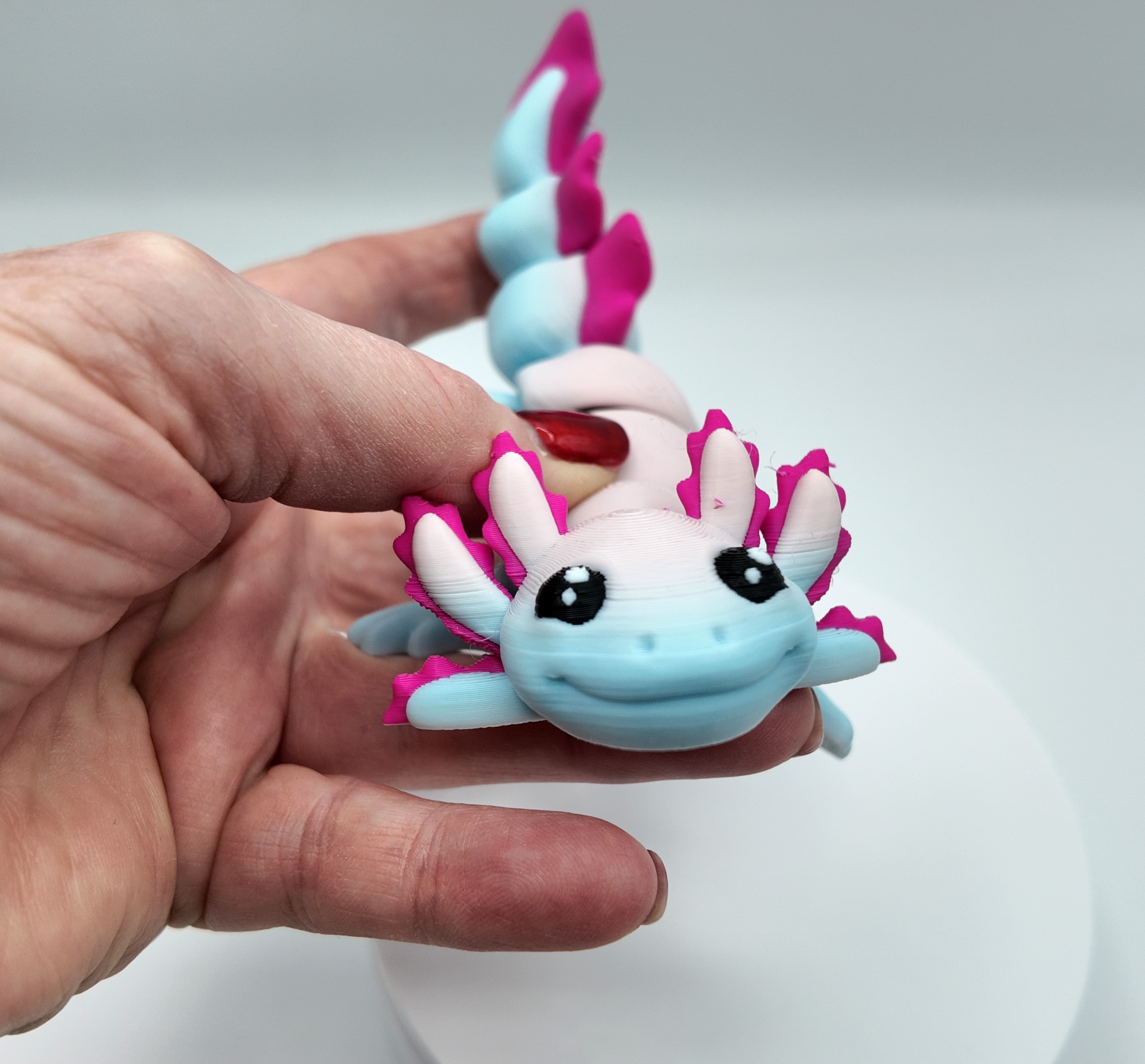 Cute Articulated Axolotl Fidget Toy – 3D Printed, Flexible Desk Pet in Two-Tone Colours – Kawaii Style Desk Buddy or Gift for Teens & Adults 