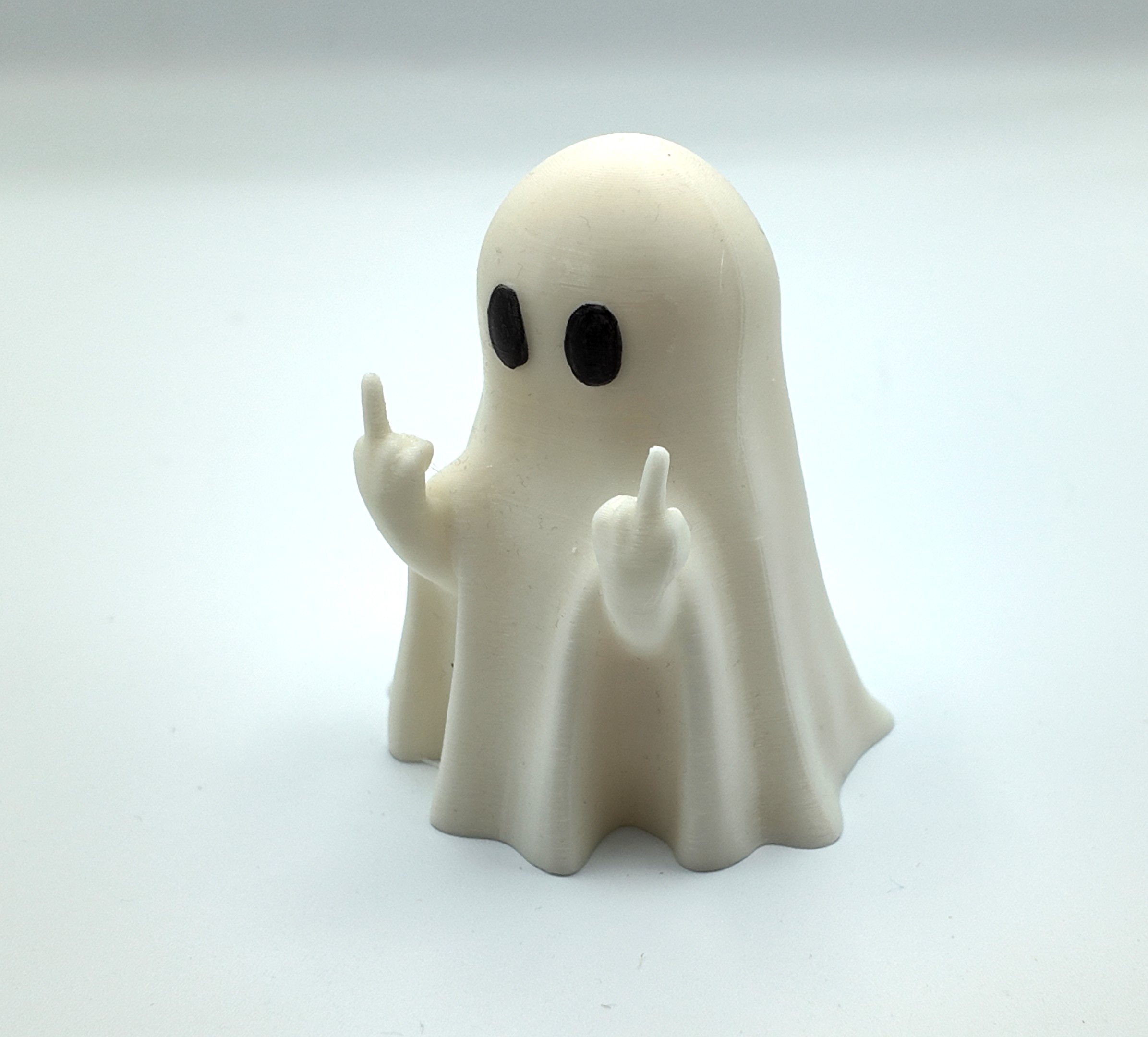 Funny Ghost Ornament – Rude Middle Finger Ghost Figurine – Cheeky Gothic Halloween Decor – Naughty Spooky Desk Ornament – 8cm Sassy Ghost Statue